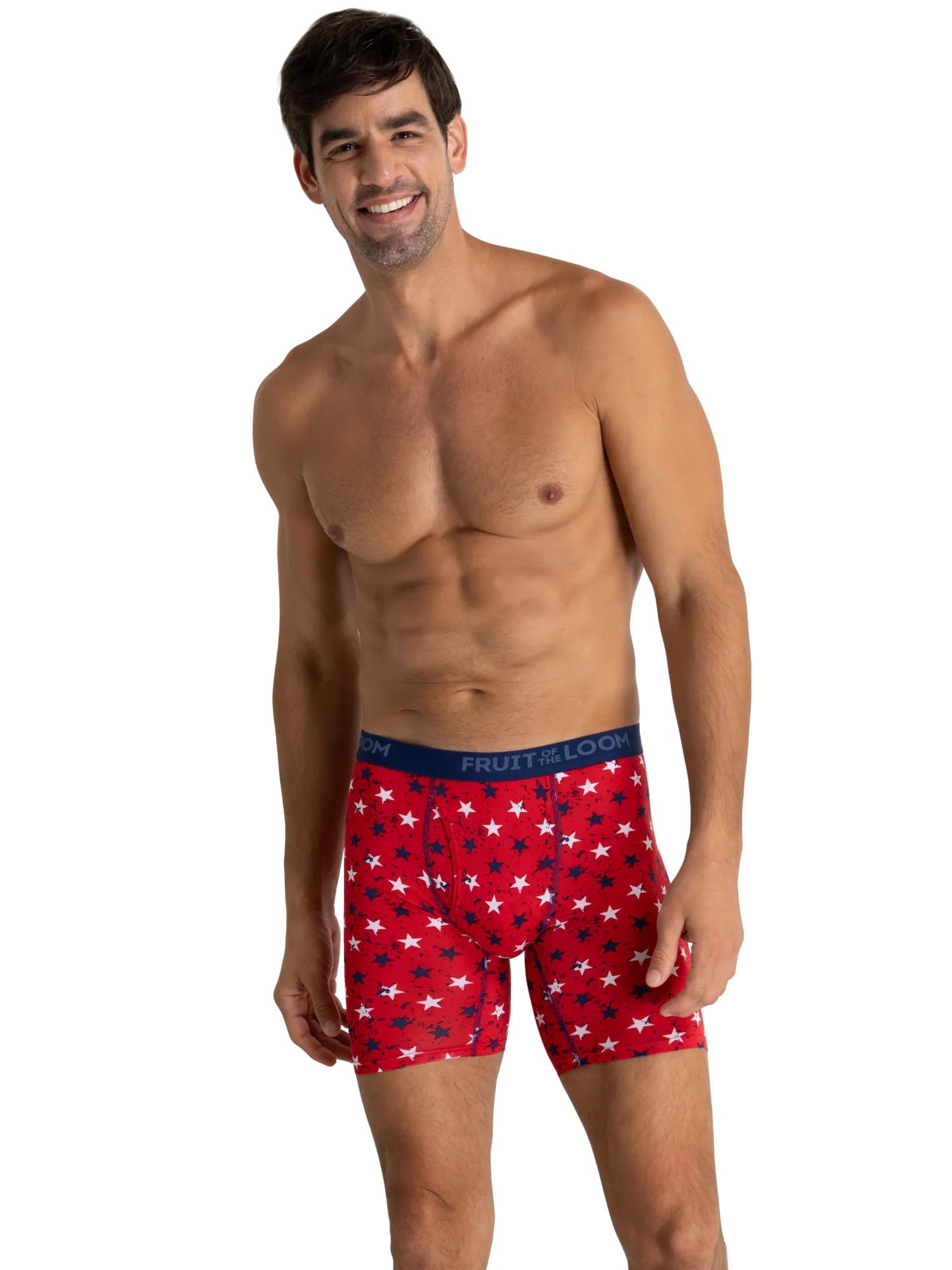 Fruit of the Loom Men's Americana Stretch Boxer Briefs, Moisture Wicking Underwear, 3-Pack