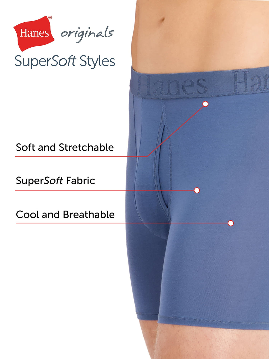 Hanes Originals Men's SuperSoft Boxer Brief Underwear Pack, Black/Grey/Print, 3-Pack