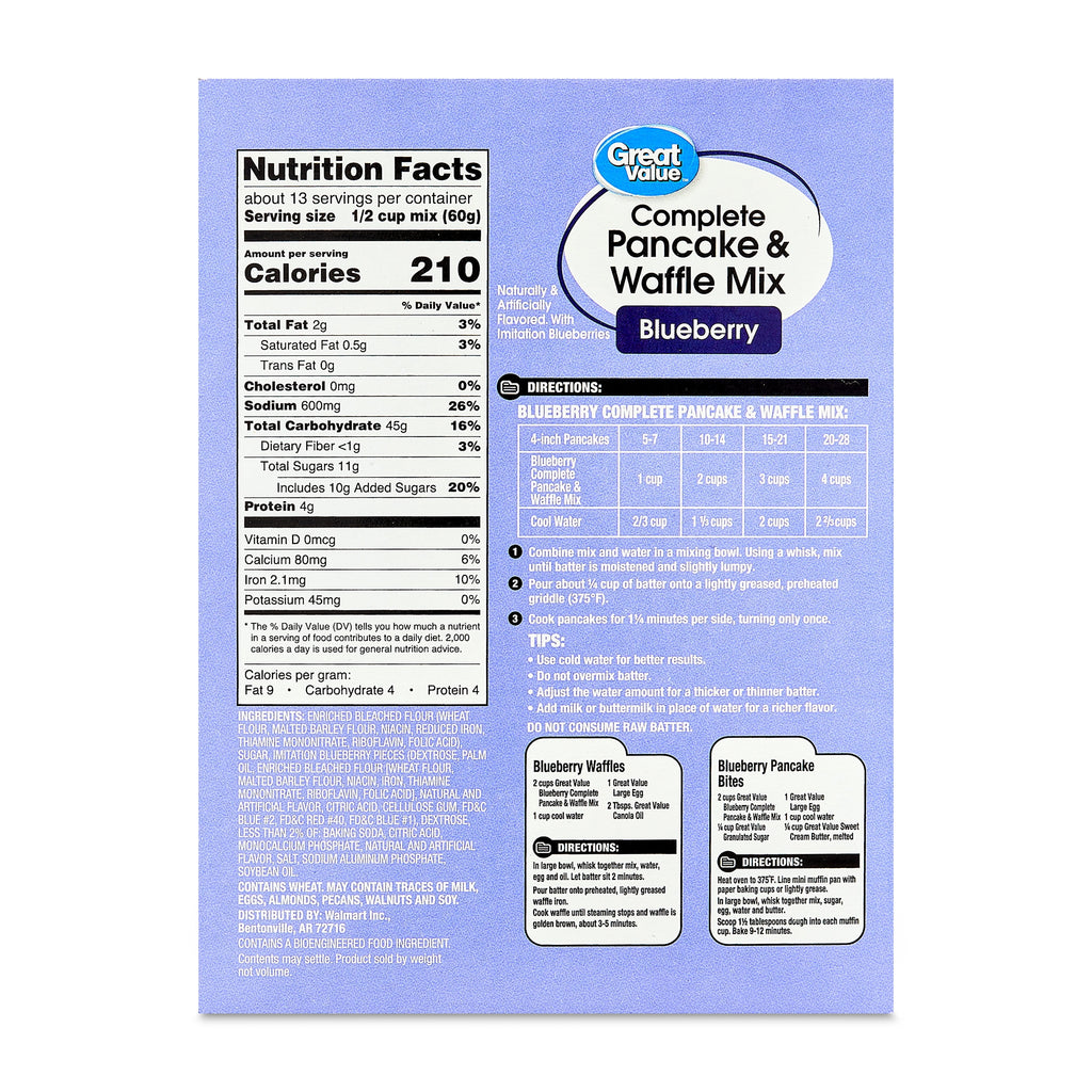 Great Value Complete Blueberry Pancake & Waffle Mix, 28 oz