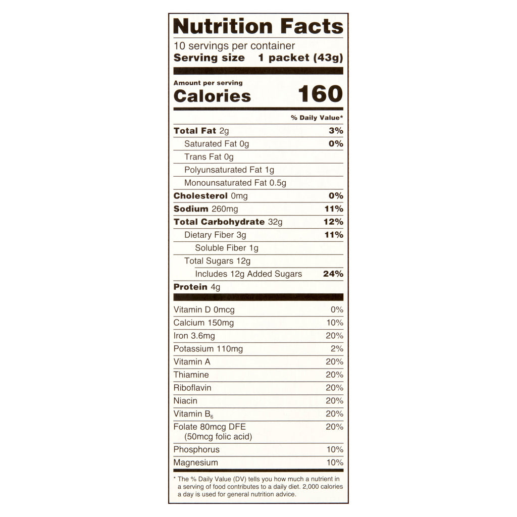 Great Value Maple & Brown Sugar Instant Oatmeal, 1.51 oz, 10 Count