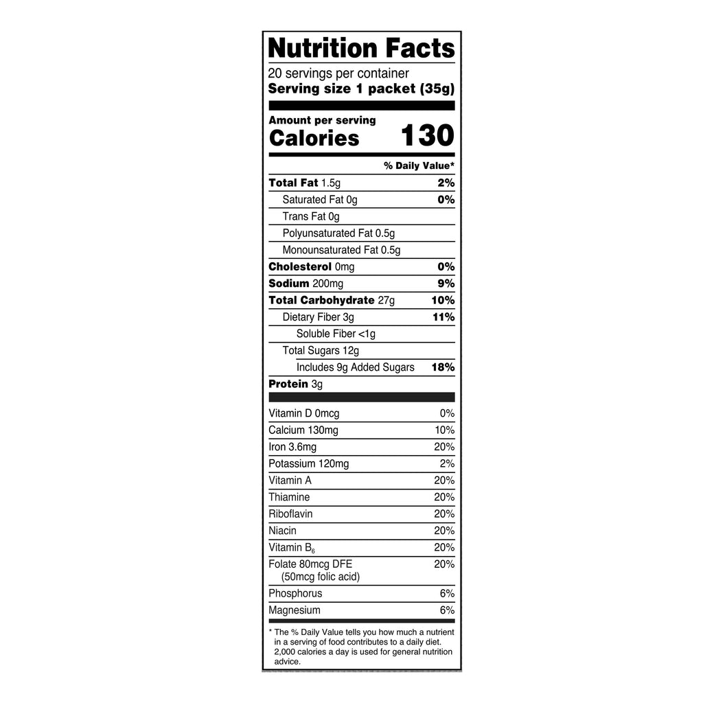 Great Value Apples and Cinnamon Instant Oatmeal, 1.23 oz, 20 Count