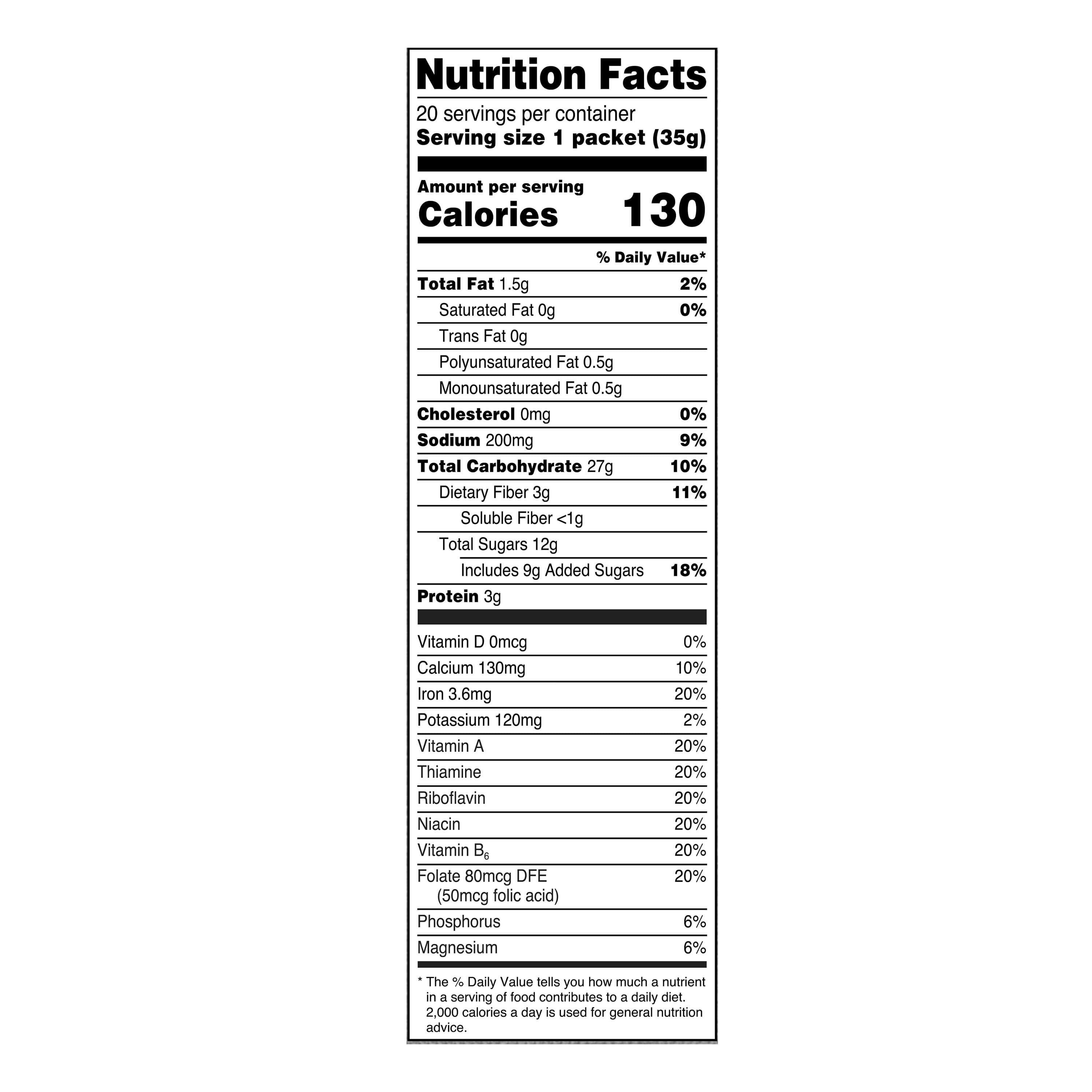 Great Value Apples and Cinnamon Instant Oatmeal, 1.23 oz, 20 Count