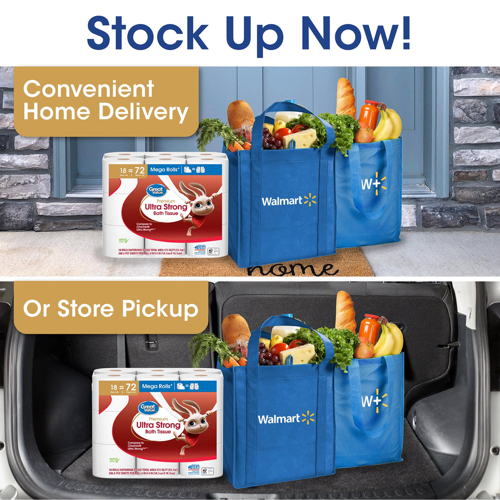 Great Value Ultra Strong 2-Ply Toilet Paper, 6 Mega Rolls, Compare to Charmin® Ultra Strong™