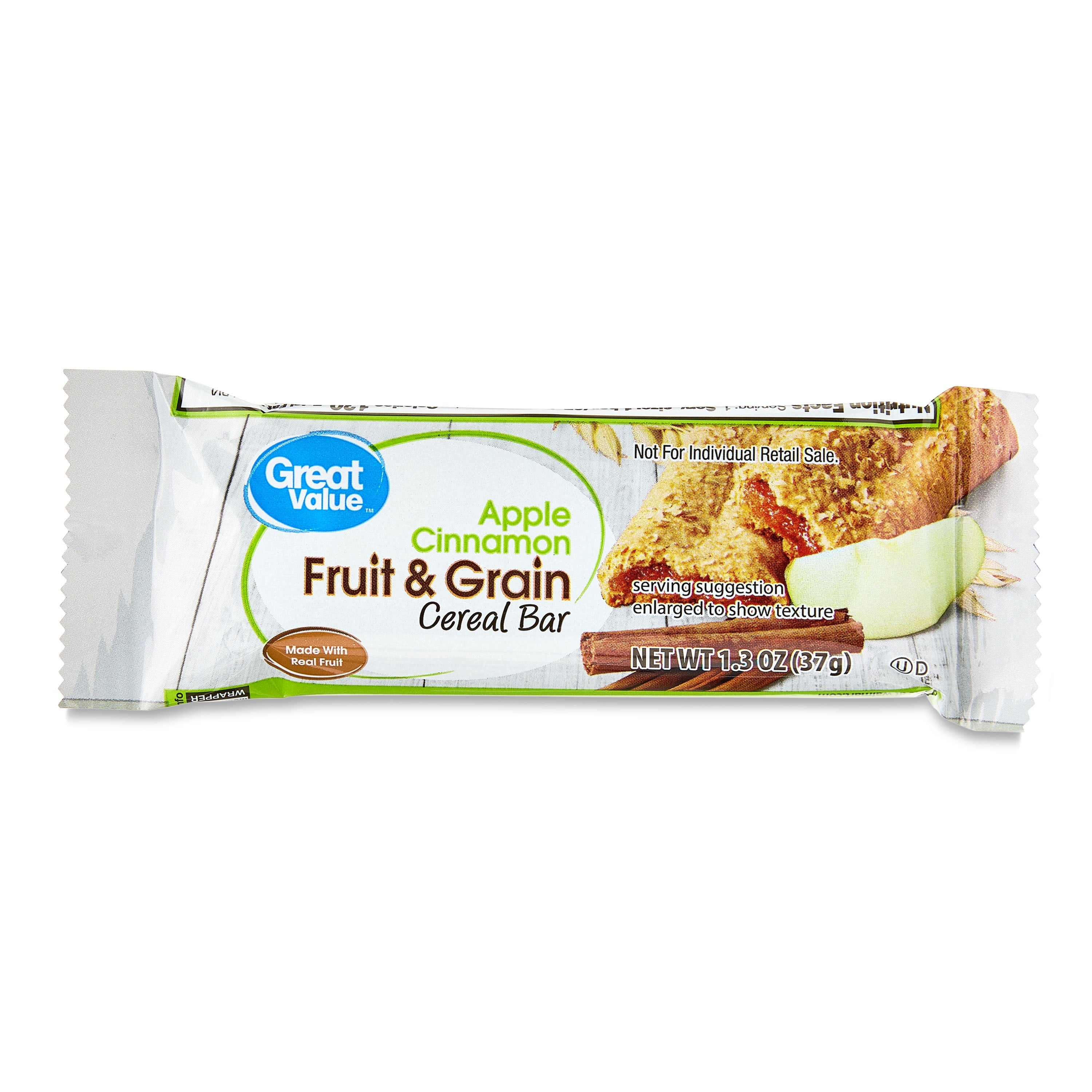 Great Value Fruit & Grain Cereal Bars, Variety Pack, 1.3 oz, 32 Count