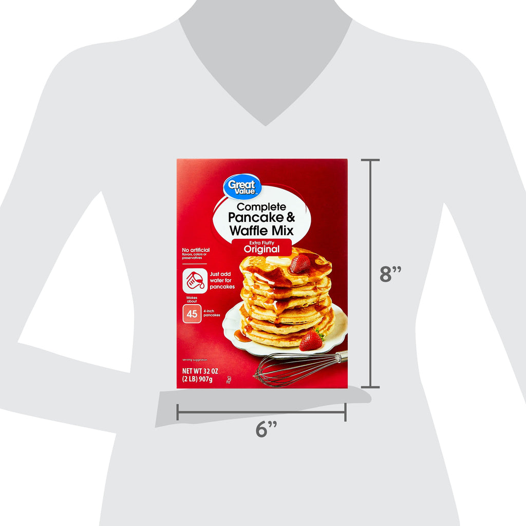 Great Value Complete Pancake & Waffle Mix, Extra Fluffy, Original, 32 oz