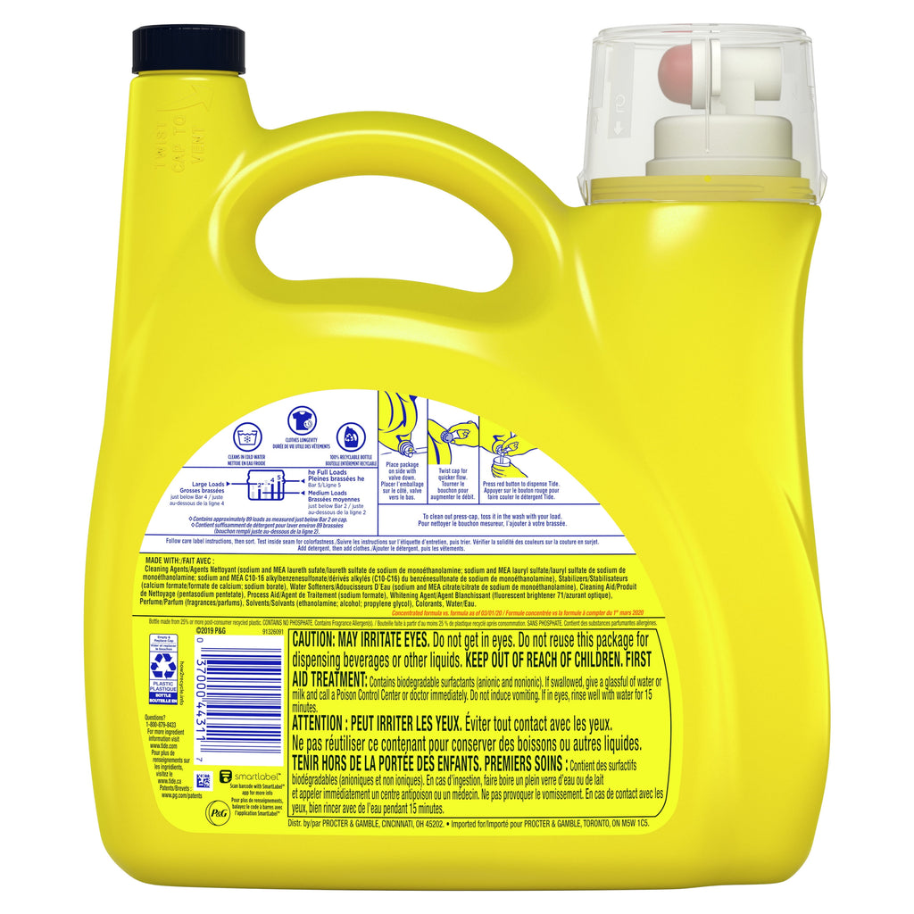 Tide Simply Refreshing Breeze, 89 Loads Liquid Laundry Detergent, 128 fl oz