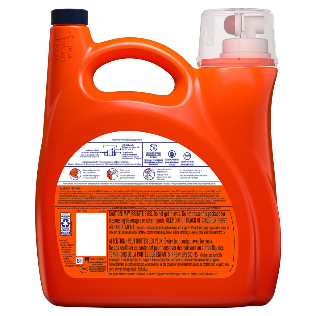 Tide Liquid Laundry Detergent, Original, 100 Loads, 146 fl oz, HE Compatible