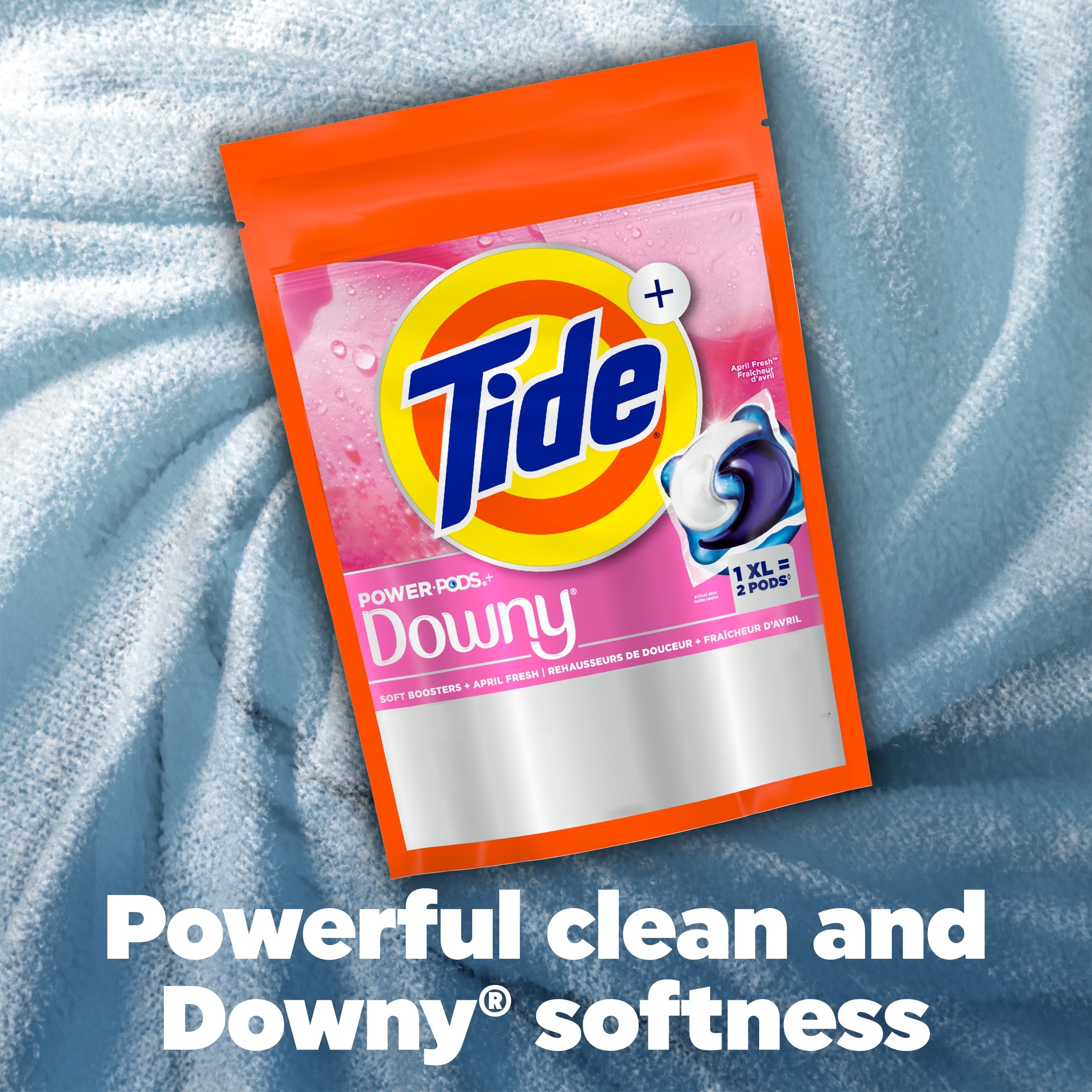 Tide Power PODS Laundry Detergent Pacs with Downy Soft Boosters, April Fresh Scent, 45 Count