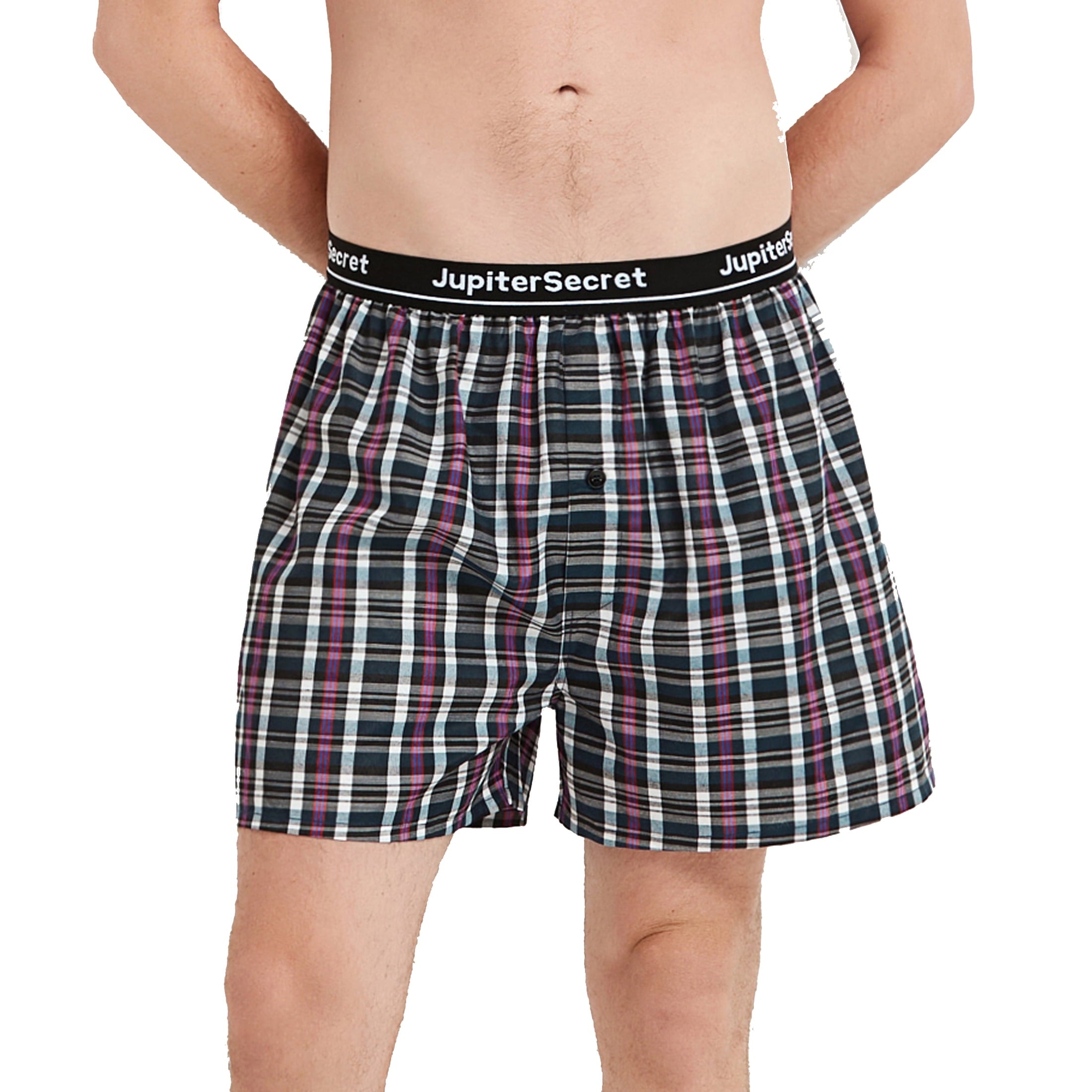 Onimisc Men's Woven Boxer Shorts Cotton Plaid Boxers for Men Underwear with Button Fly, 6 Pack