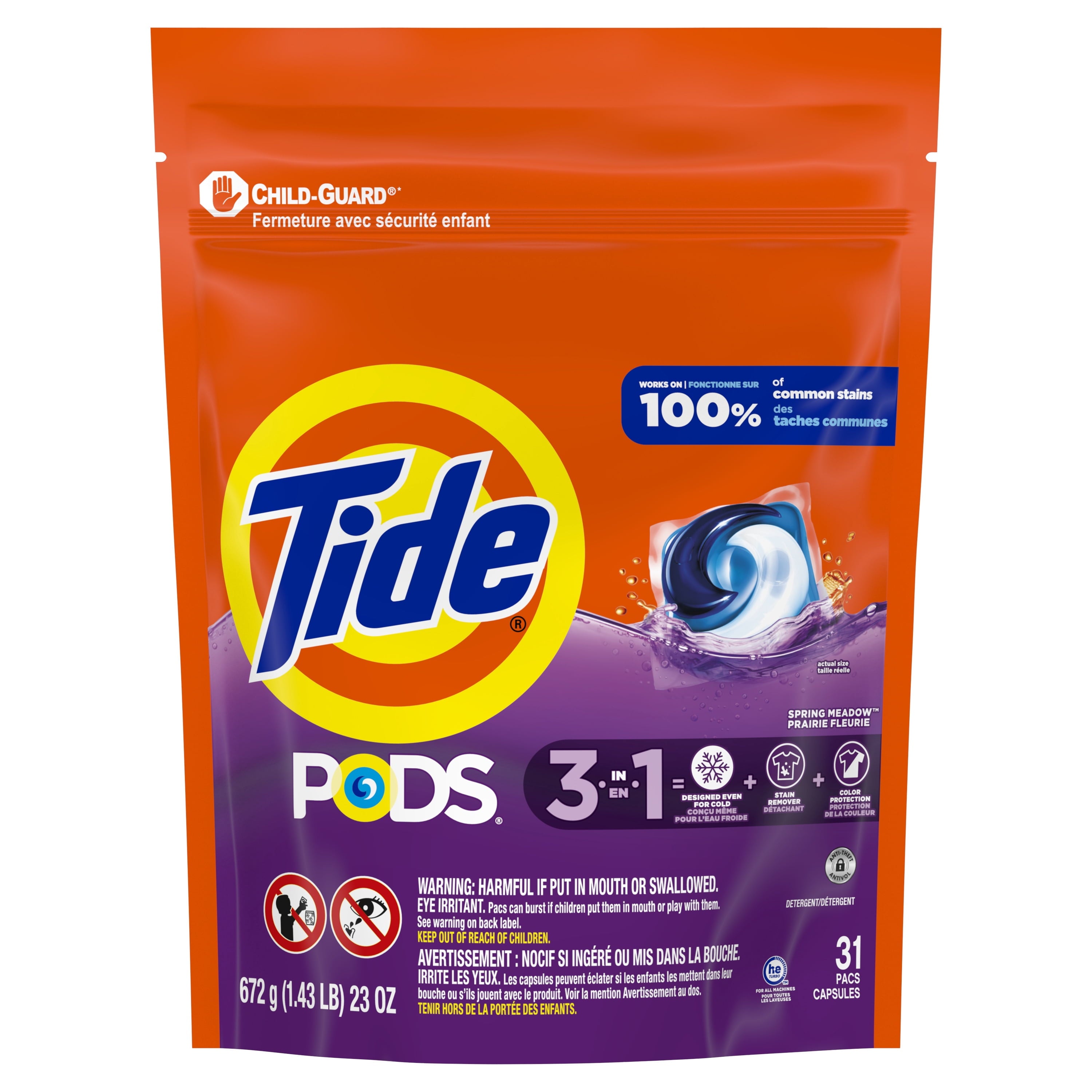 Tide PODS Laundry Detergent Soap Pacs, Spring Meadow Scent, 31 Count