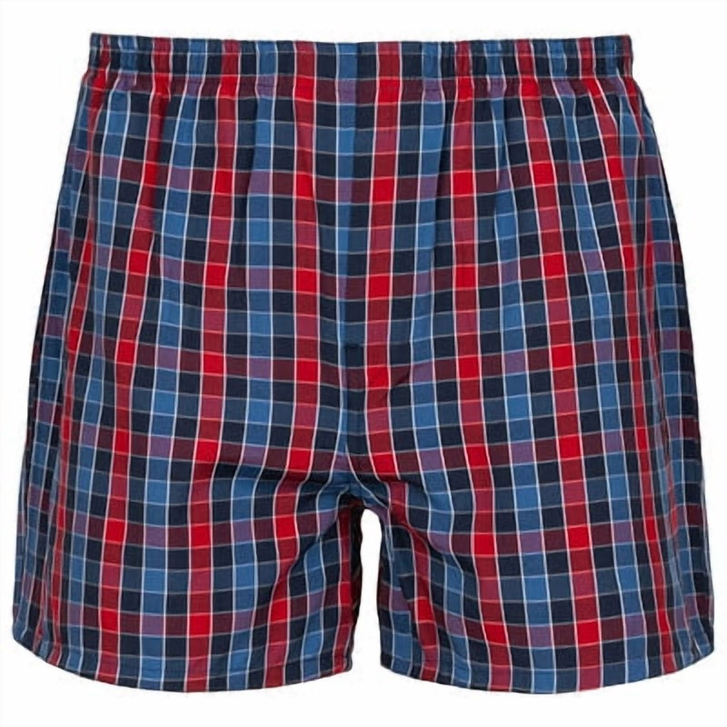 Gildan Men's Woven Boxer Underwear, 5-Pack, Red/Grey, Large