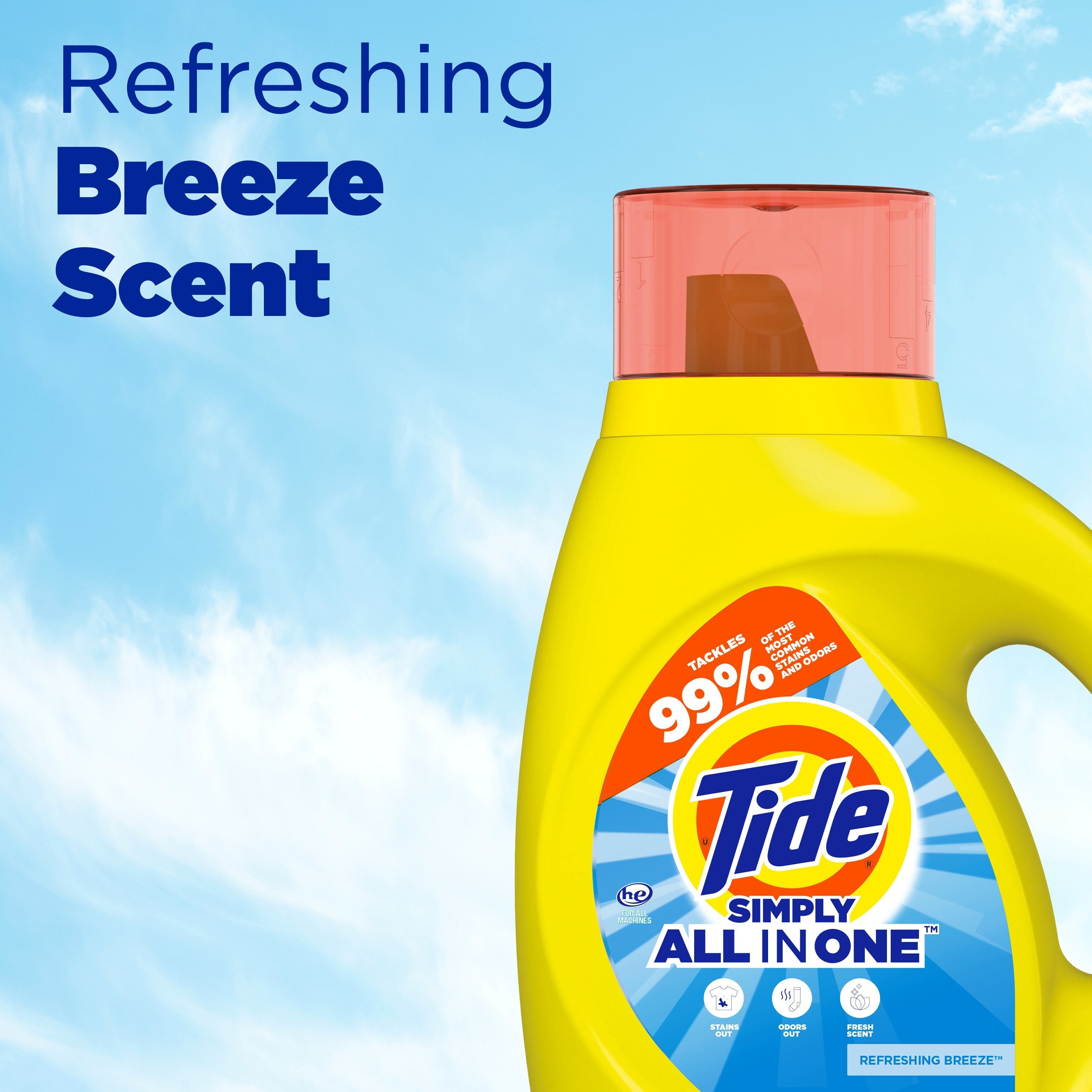 (6 pack) Tide Simply Liquid Laundry Detergent, Refreshing Breeze, 24 Loads, 32 fl oz