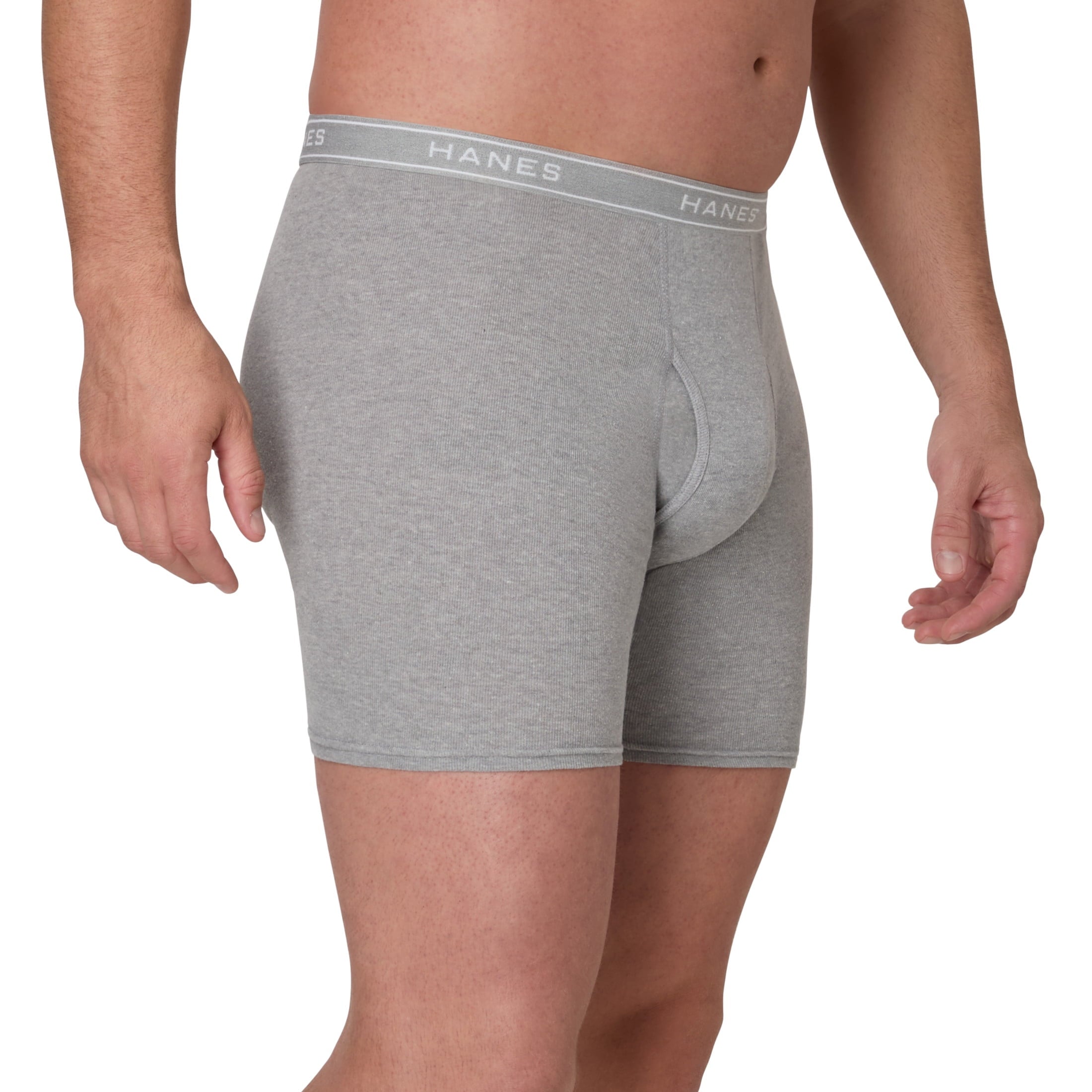 Hanes Mens Hanes Big Man Men's Cotton Boxer Brief Underwear Pack, 3-Pack, Big & Tall Sizes
