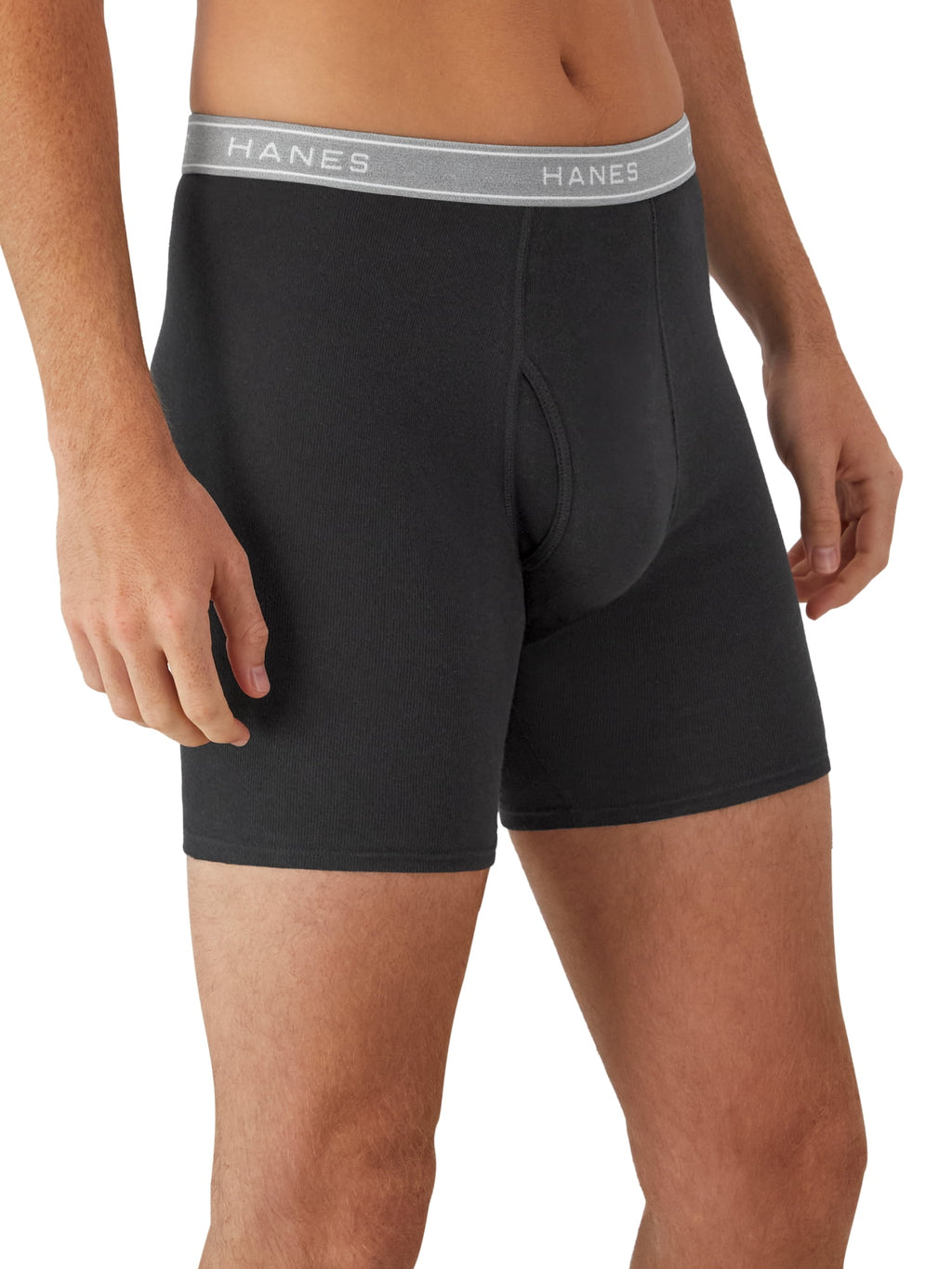 Hanes Men's Black/Grey Boxer Briefs, 3 Pack