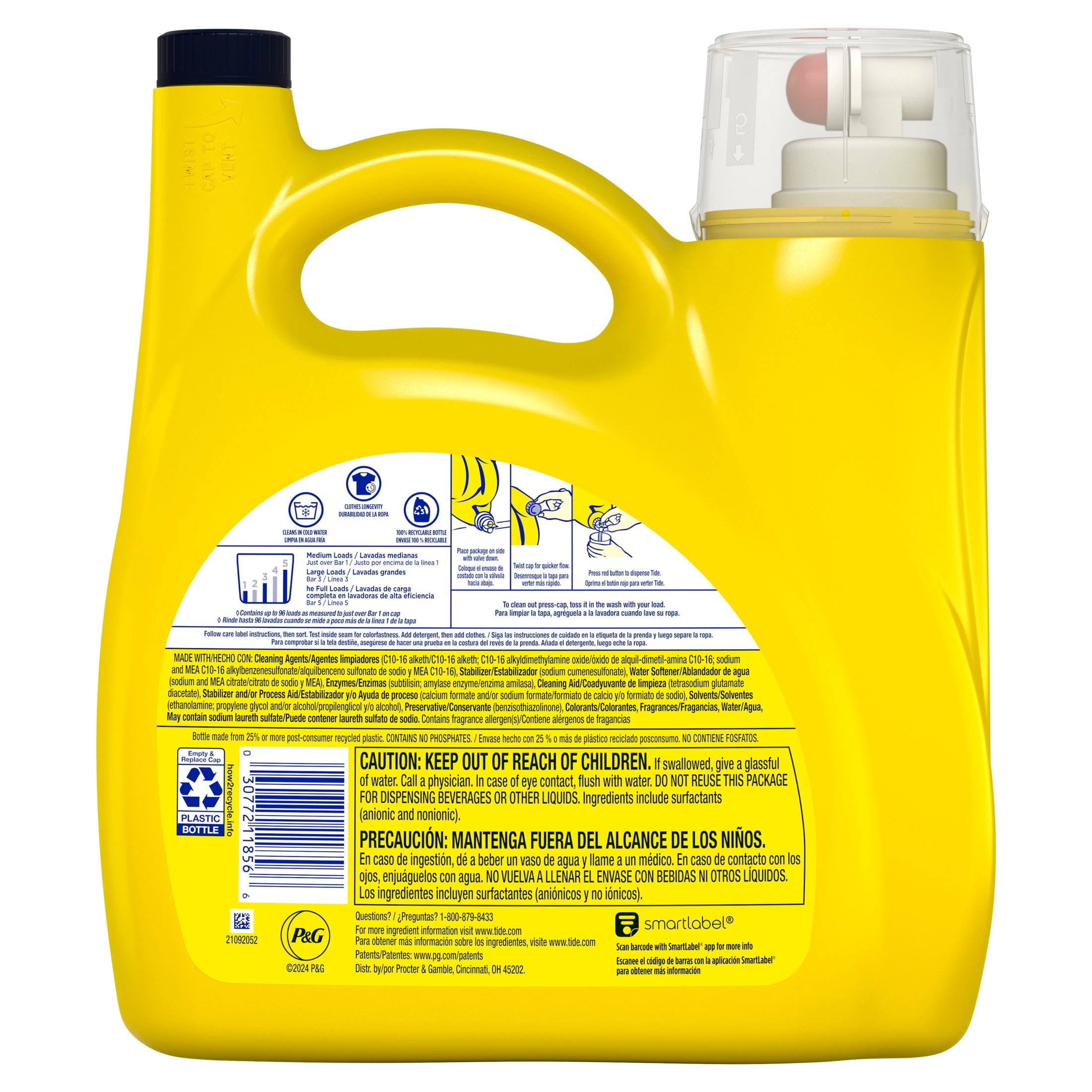 Tide Simply Oxi Boost + Ultra Stain Release Liquid Laundry Detergent, Refreshing Breeze Scent, 105 fl oz, 74 Loads