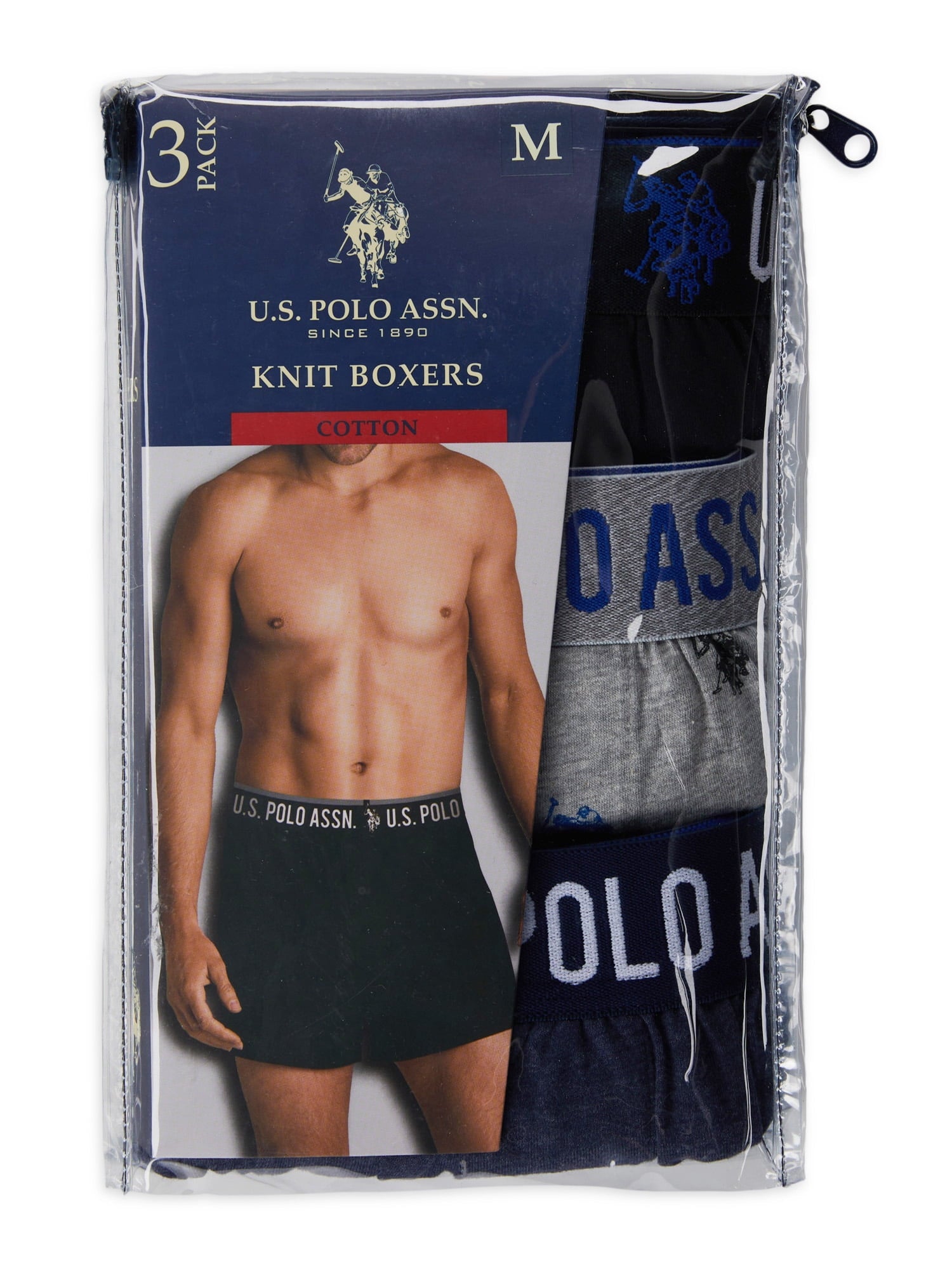 U.S. Polo Assn. Underwear Men's Knit Boxers, Underpants, 3-pack, Sizes S-3XL
