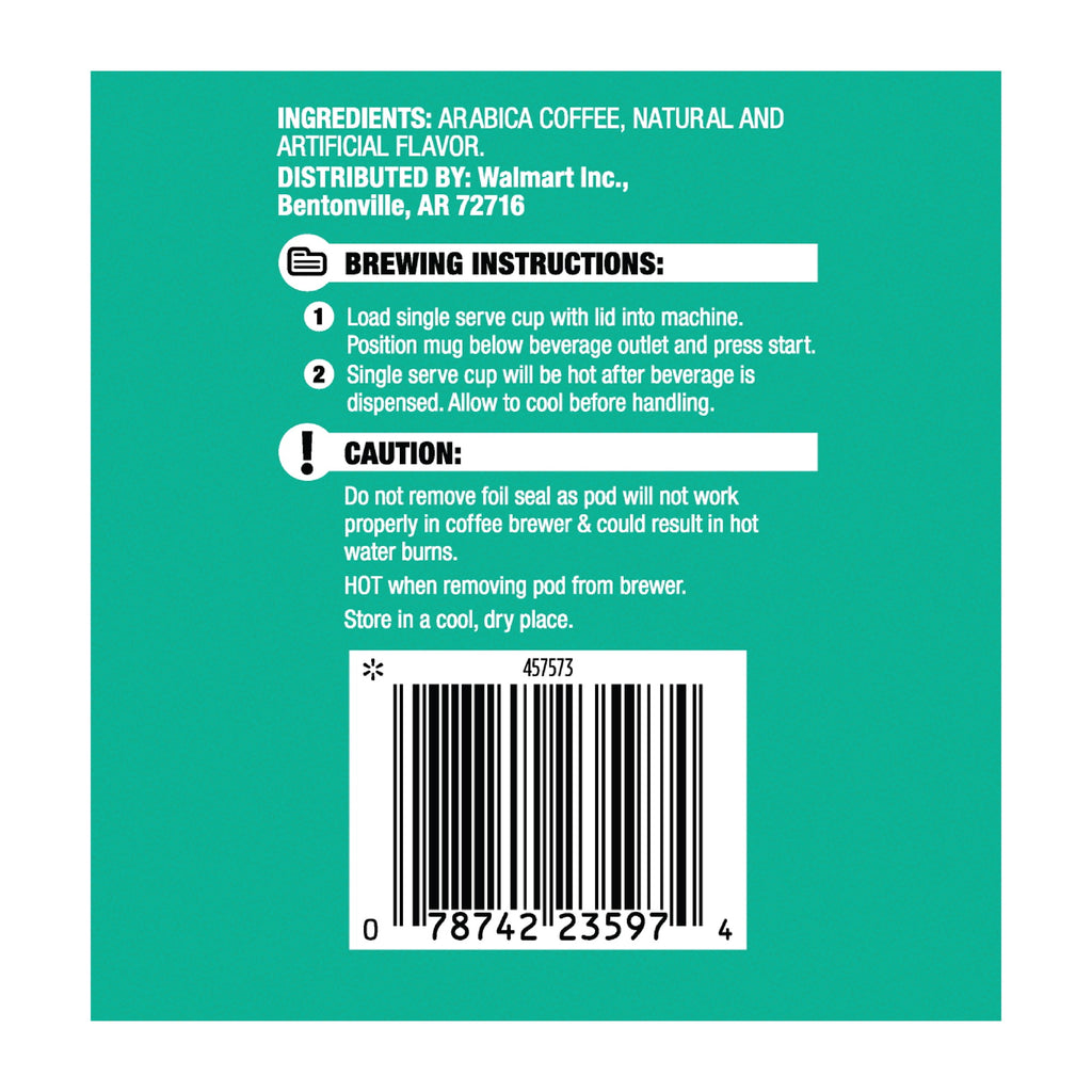 Great Value 100% Arabica Toasted Coconut Light Roast Arabica Coffee Pods, 12 Count