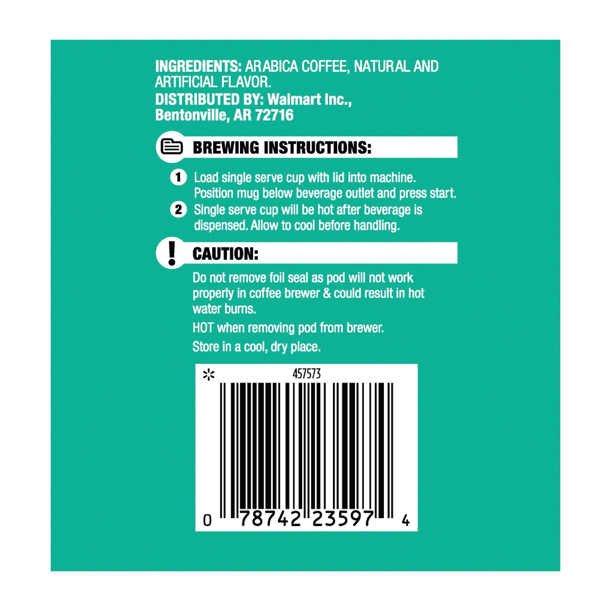 Great Value 100% Arabica Toasted Coconut Light Roast Arabica Coffee Pods, 12 Count