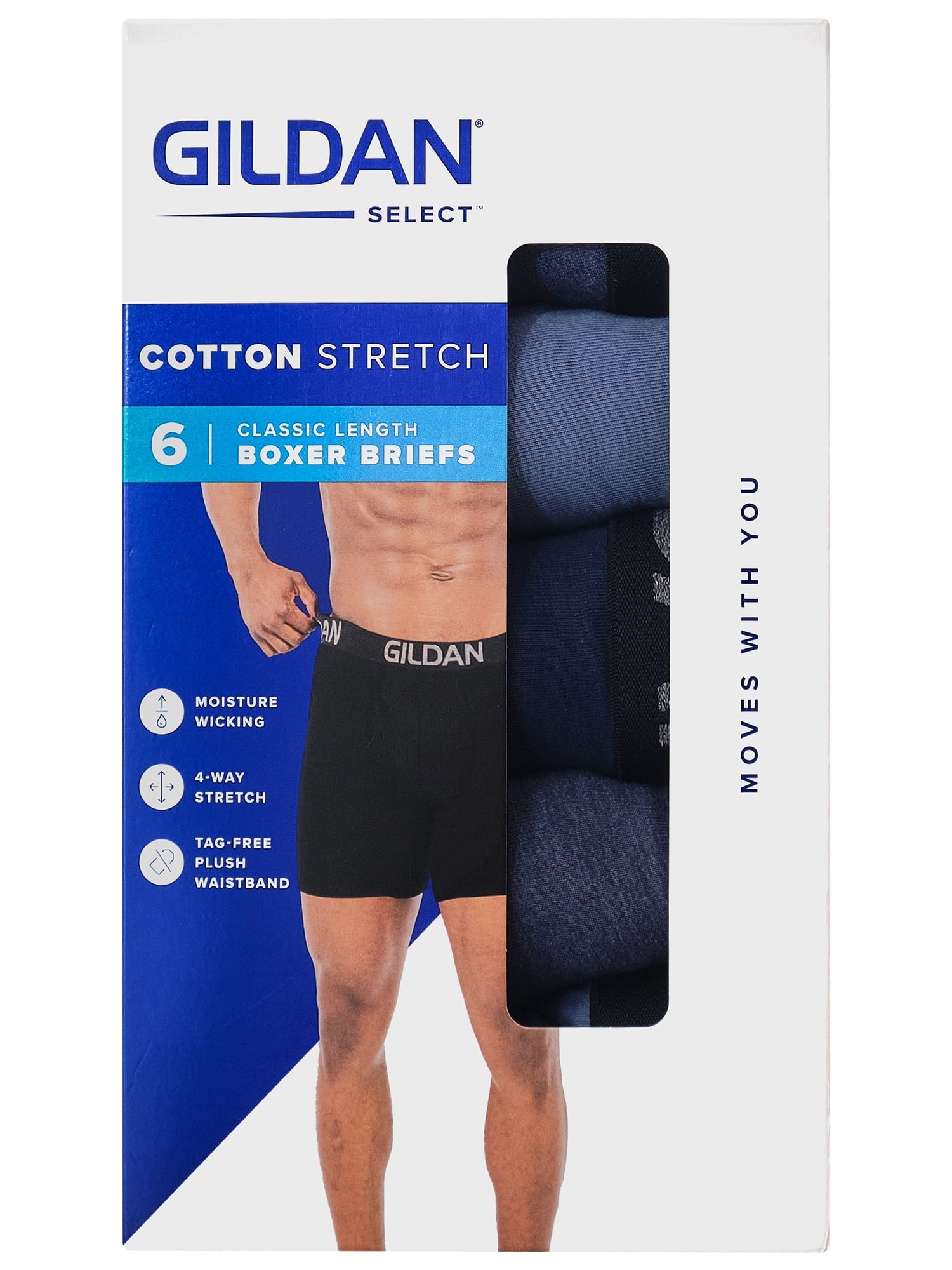 Gildan Men's Cotton Stretch Boxer Briefs, 6-Pack, Sizes S-2XL