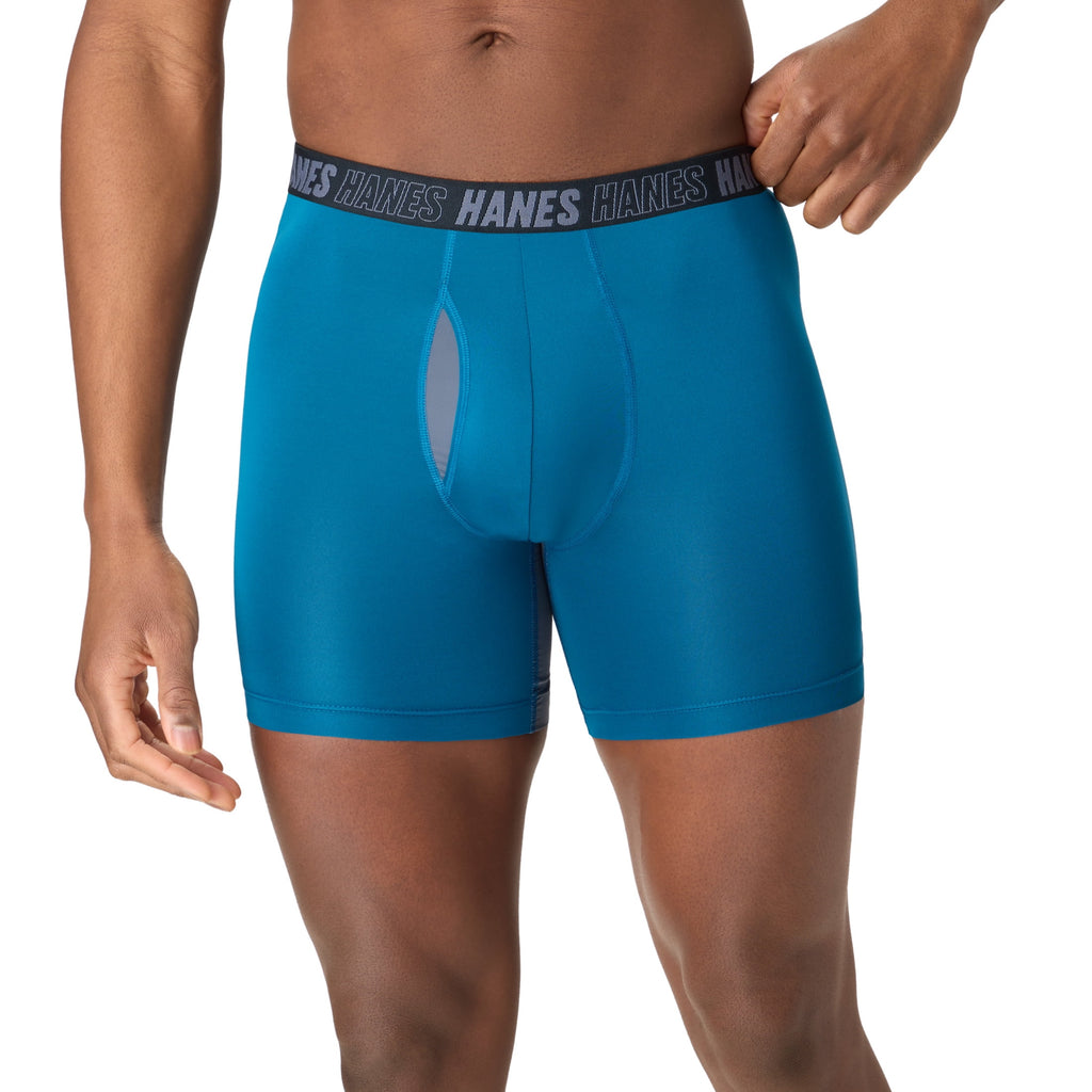 Hanes Mens Underwear Long Leg Boxer Briefs, 3-Pack, Moves Anti-Chafe with Total Support Pouch