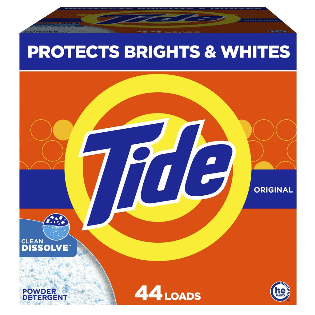 Tide Powder Laundry Detergent, Original Scent, 50 oz, 44 Loads with Microfiber Solid Color Towel by BundleEase