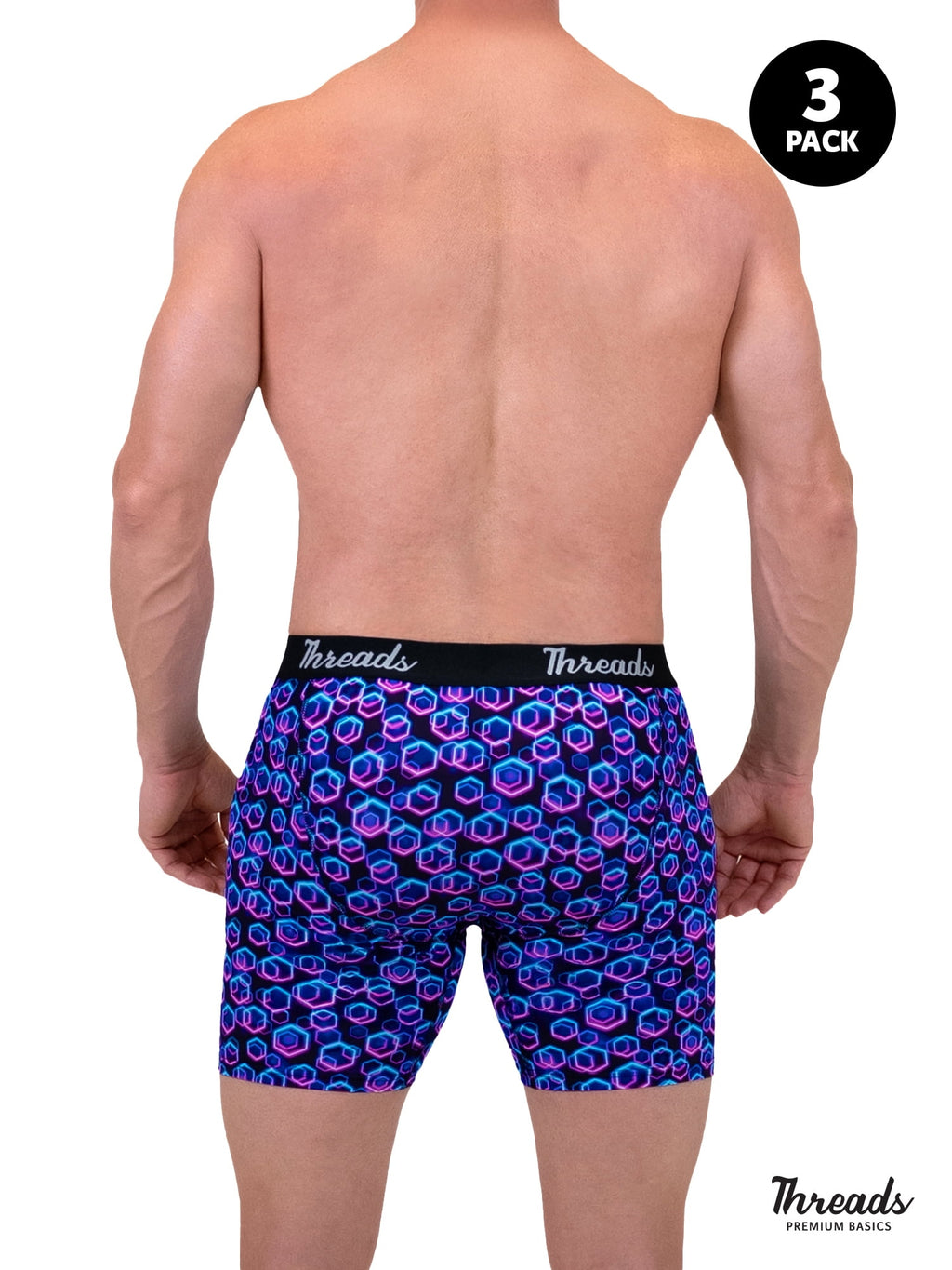 Threads Men's Underwear, 6" Premium Performance Nylon Boxer Brief, Performance Fabric, Moisture Wicking, Anti-Odor, S - XXL, 3 Pack