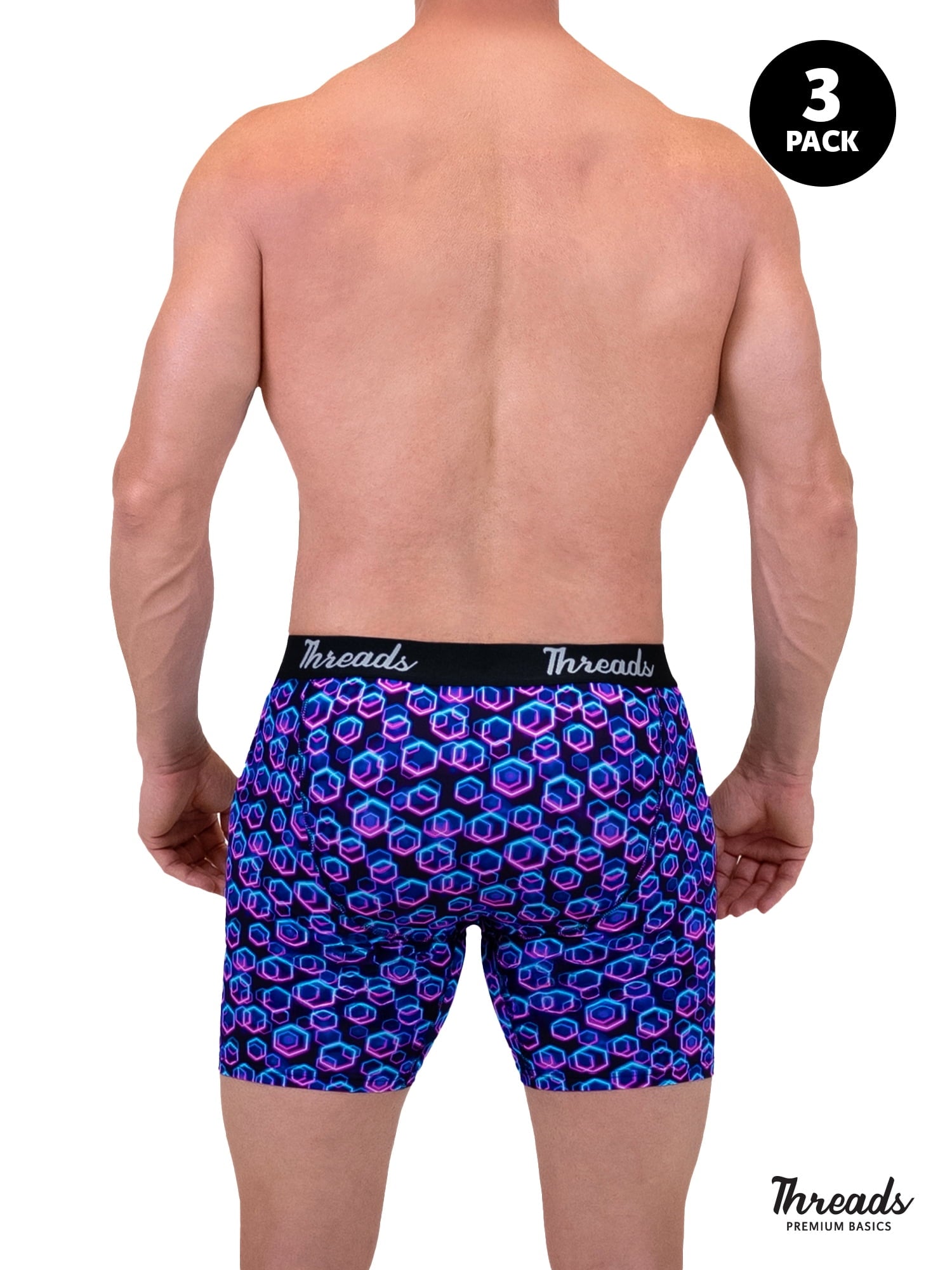 Threads Men's Underwear, 6" Premium Performance Nylon Boxer Brief, Performance Fabric, Moisture Wicking, Anti-Odor, S - XXL, 3 Pack