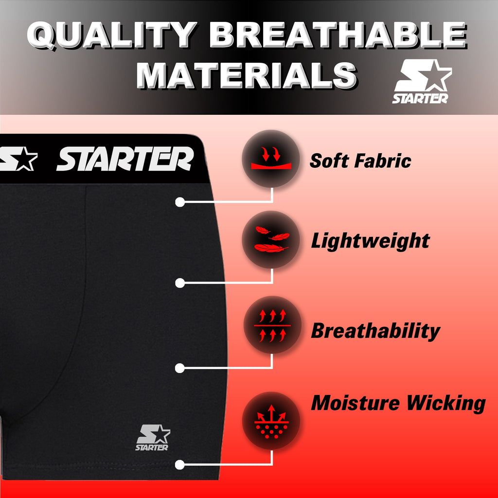 Starter Men’s Trunks Breathable Cotton Underwear Boxers for Men, Black XL 6-Pack