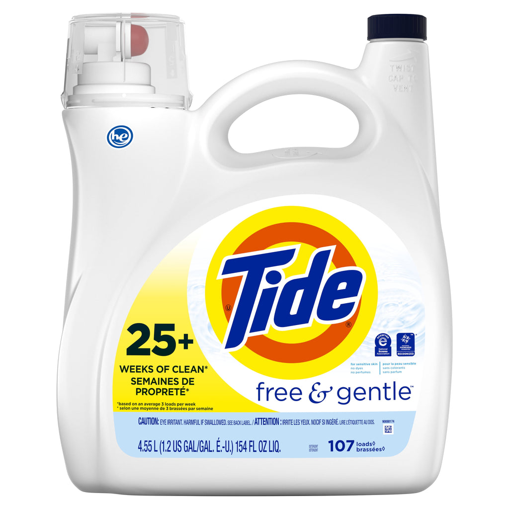 Tide Free & Gentle Liquid Laundry Detergent, 107 loads 154 fl oz