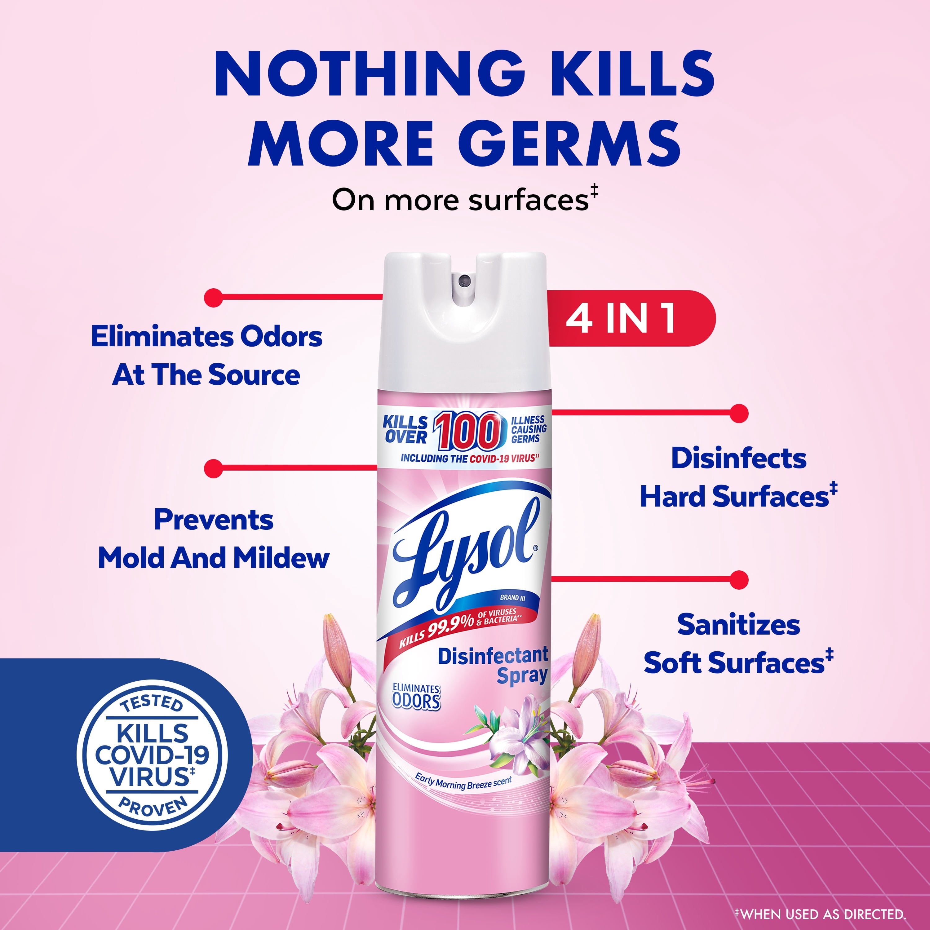 Lysol Disinfectant Spray, Sanitizing and Antibacterial Spray, Deodorizer, Early Morning Breeze, 19 oz