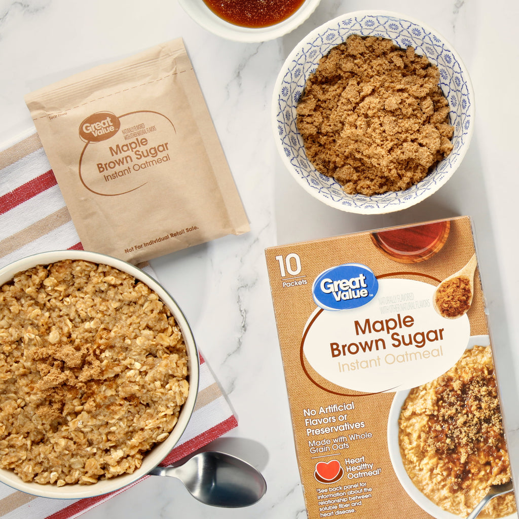 Great Value Maple & Brown Sugar Instant Oatmeal, 1.51 oz, 10 Count