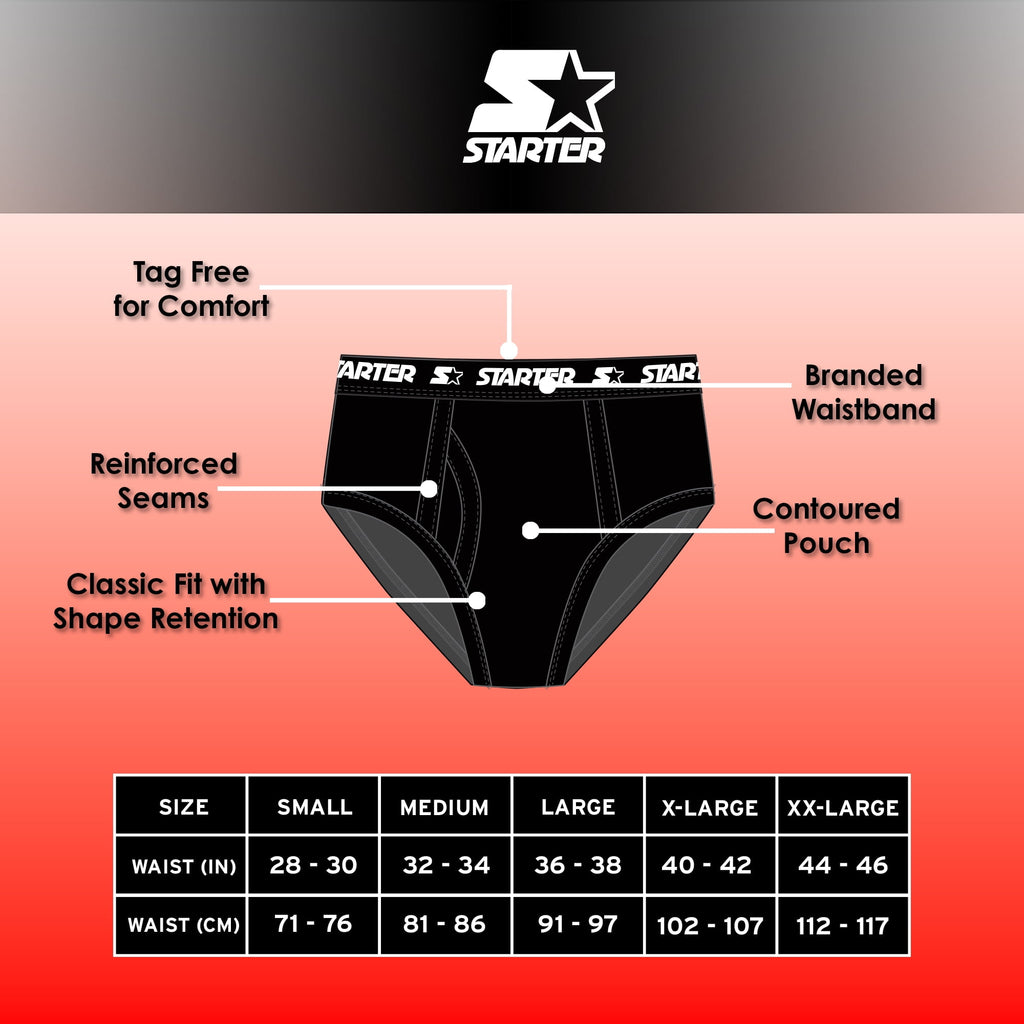 Starter Cotton Mens Briefs Breathable Underwear for Men, Black Large 8-Pack