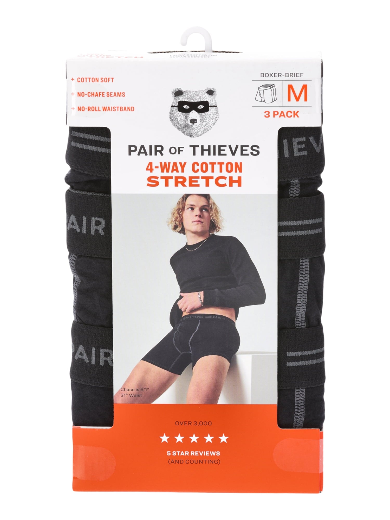 Pair of Thieves Men's 4-Way Cotton Stretch Boxer Briefs, 3-Pack