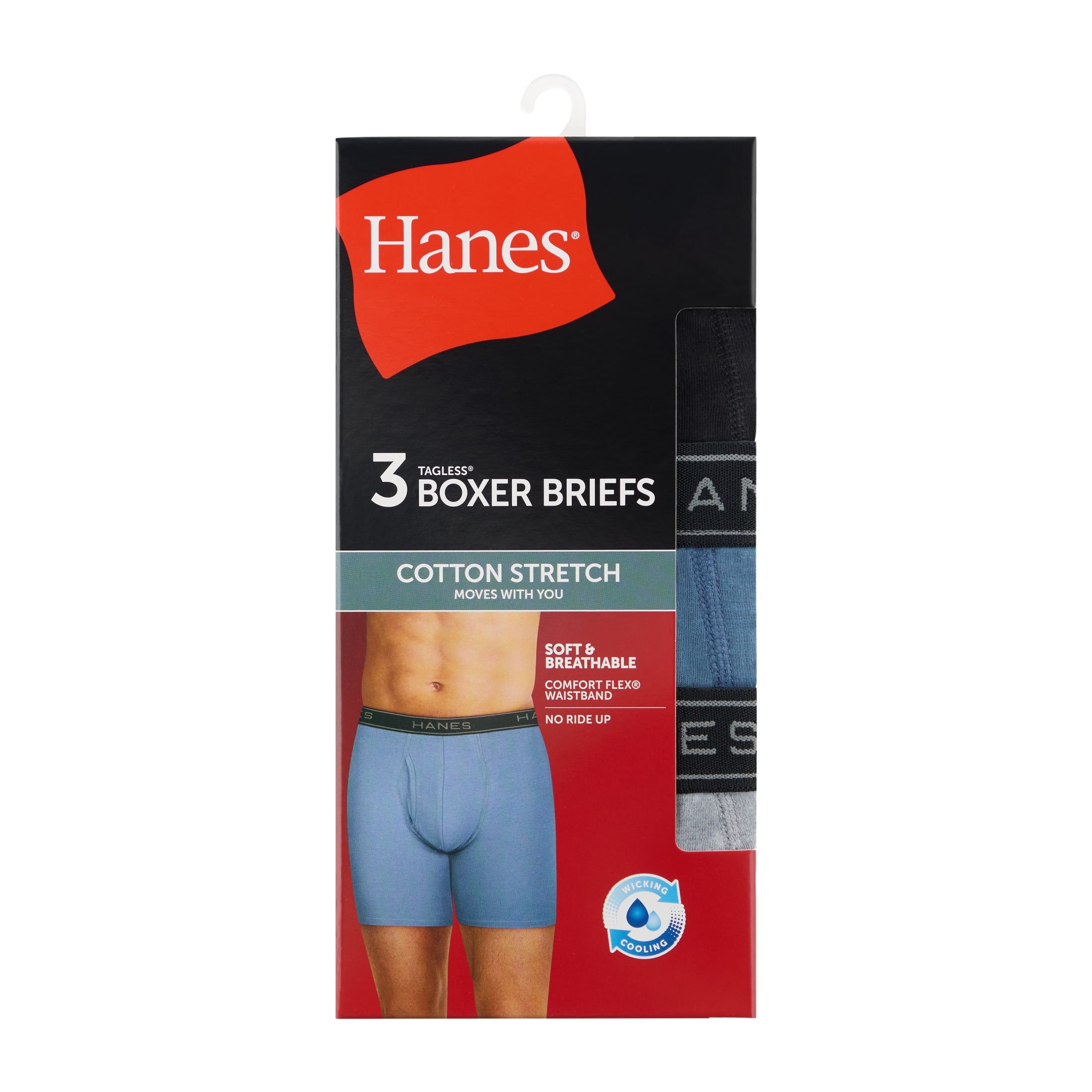Hanes Mens Underwear Boxer Briefs, 3-Pack, Value Stretchy Boxer Brief Underwear for Men