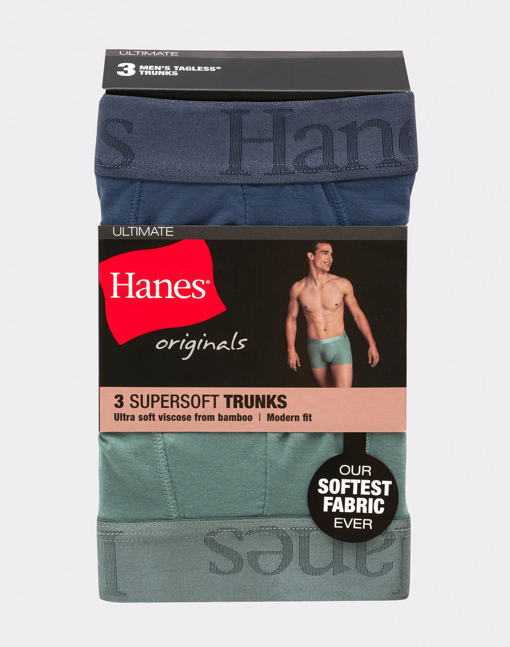 Hanes Originals Men's SuperSoft Boxer Brief Underwear Pack, Black/Grey/Print, 3-Pack