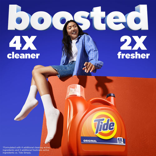 (2 pack) Tide Laundry Detergent Liquid with 6X Boosted Cleaning Power, Original Scent, 125 fl oz, 100 Loads