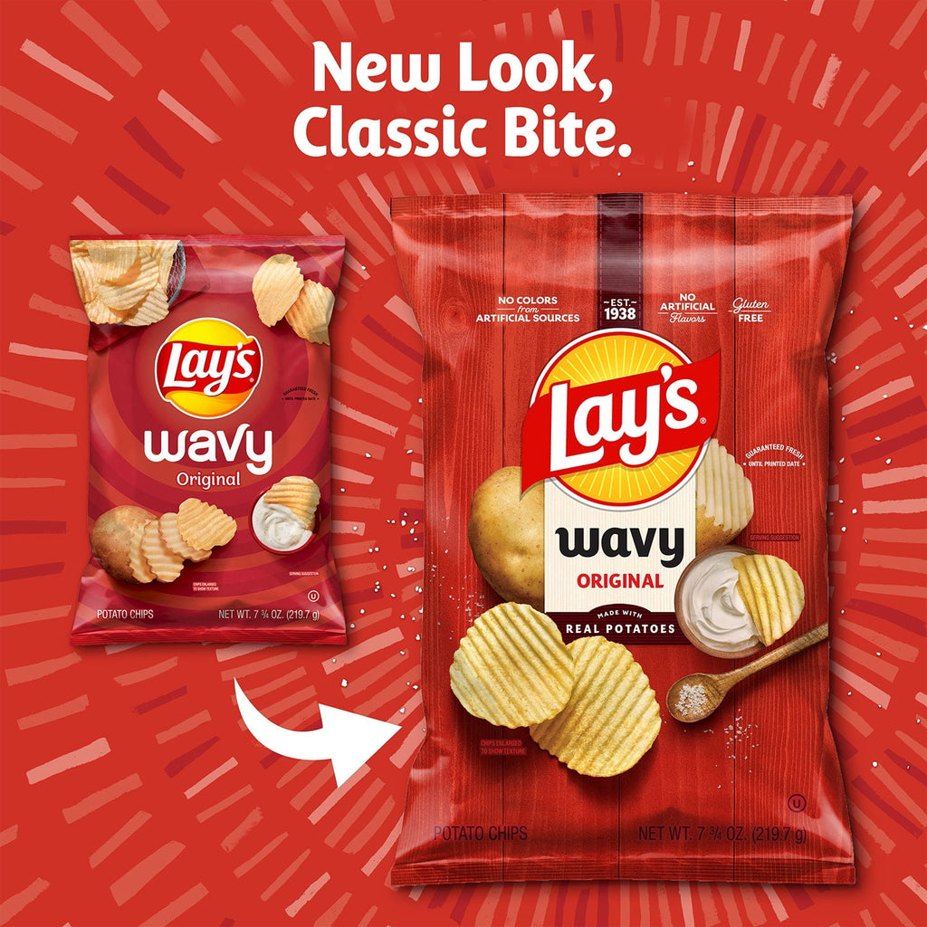 Lay's Wavy Potato Chips, Original Flavor, 7.75 oz Bag