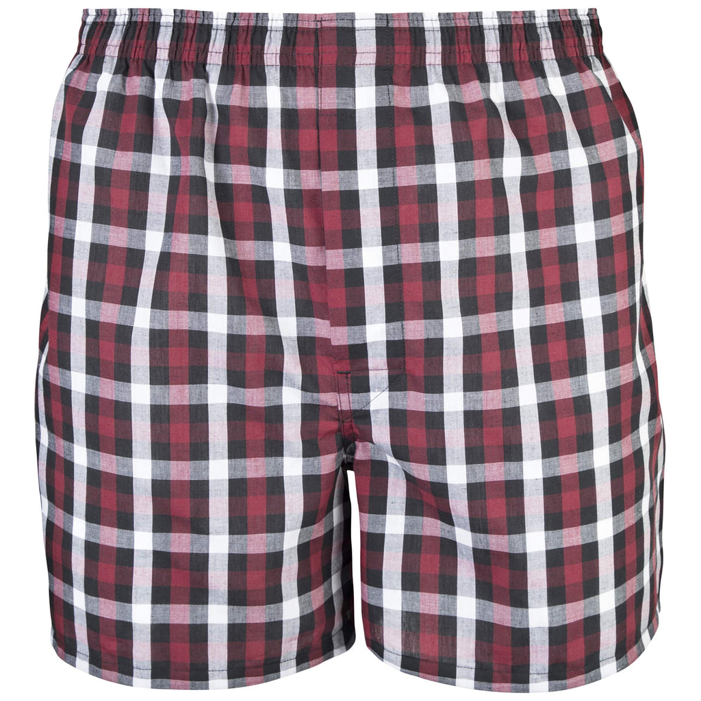 Gildan Men's Woven Boxer Underwear, 5-Pack, Red/Grey, Large