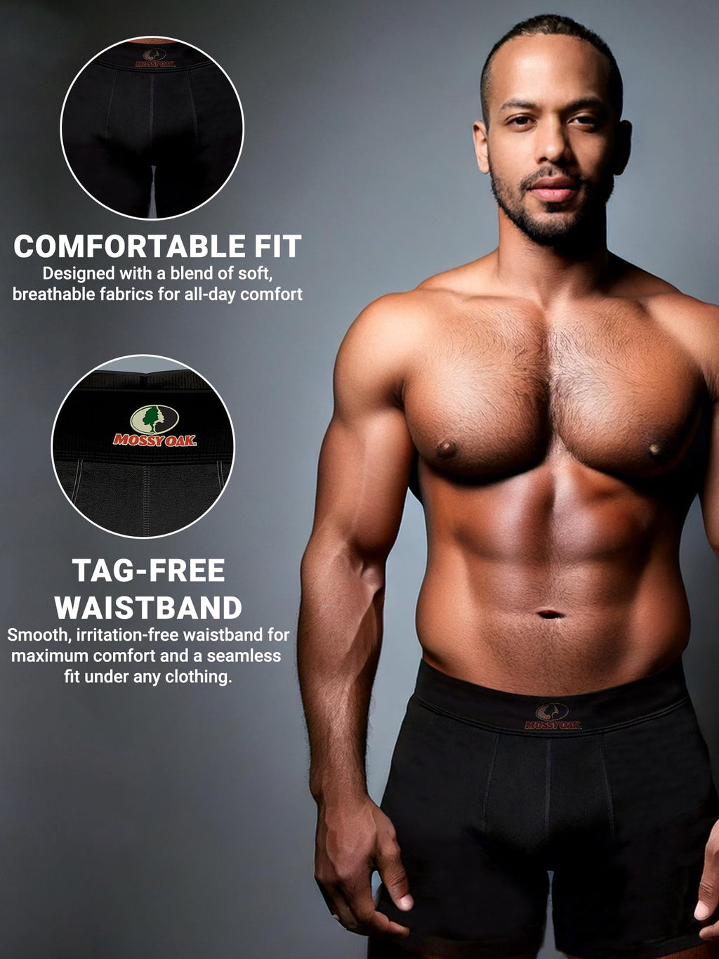 Mossy Oak Cotton Mens Briefs Breathable Underwear for Men, Multicolor 6-Pack