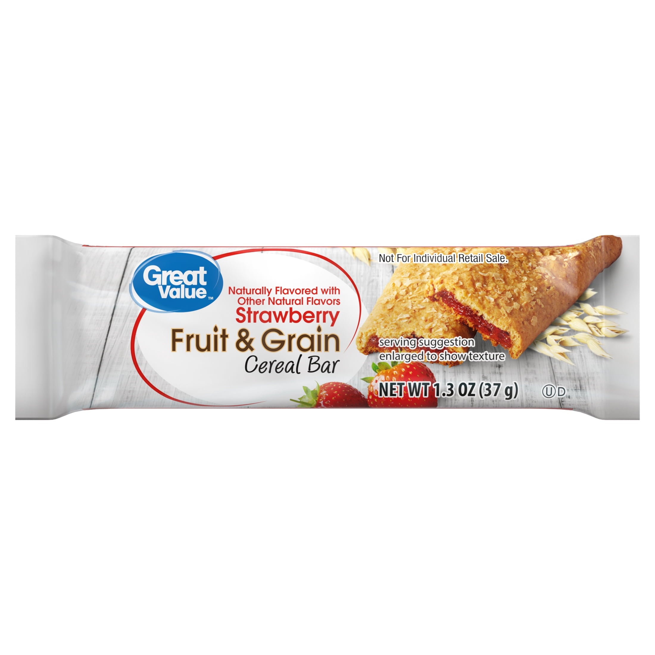Great Value Fruit & Grain Cereal Bars, Strawberry, 1.3 oz, 8 Count