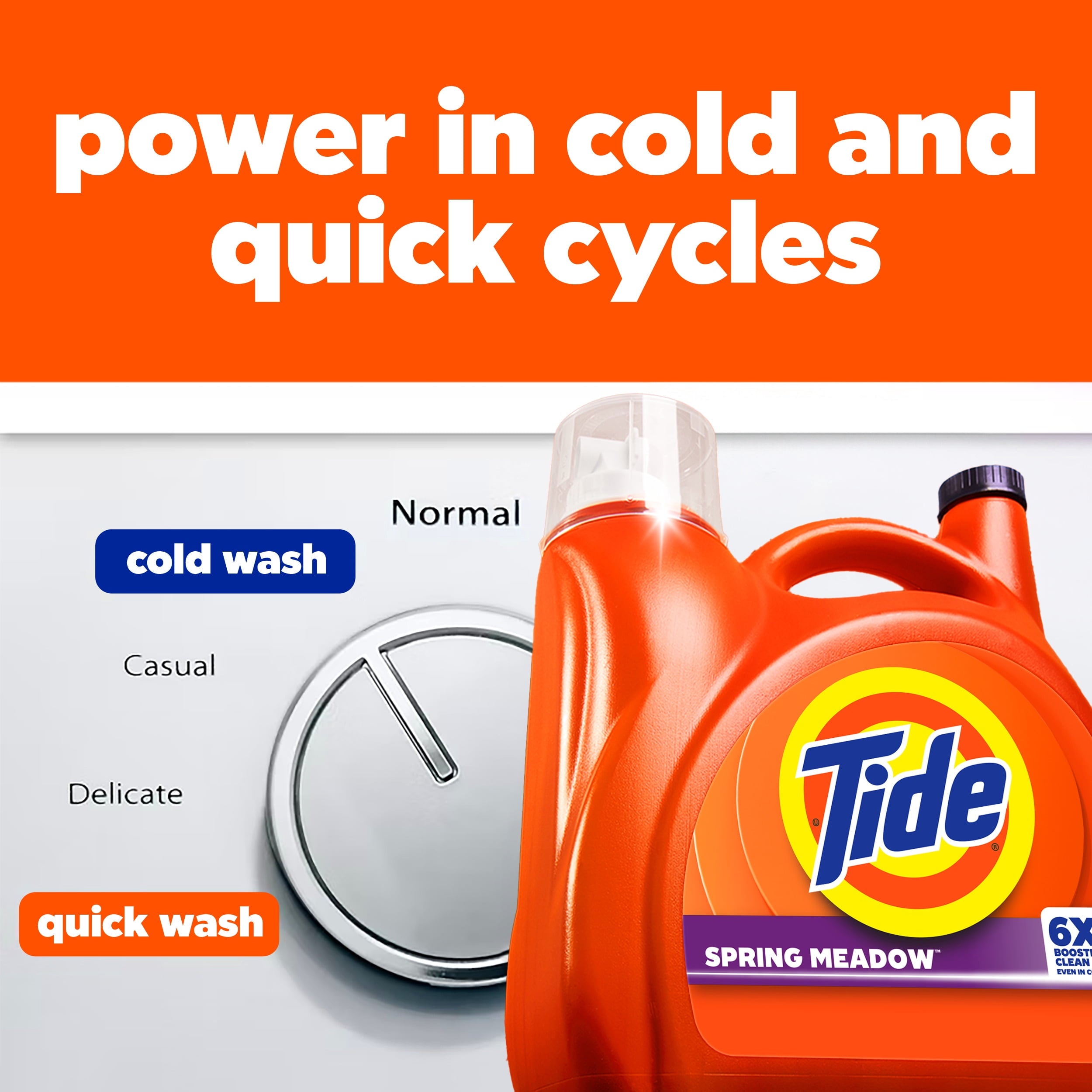 Tide Laundry Detergent Liquid with 6X Boosted Cleaning Power, Spring Meadow Scent, 158 fl oz, 126 Loads