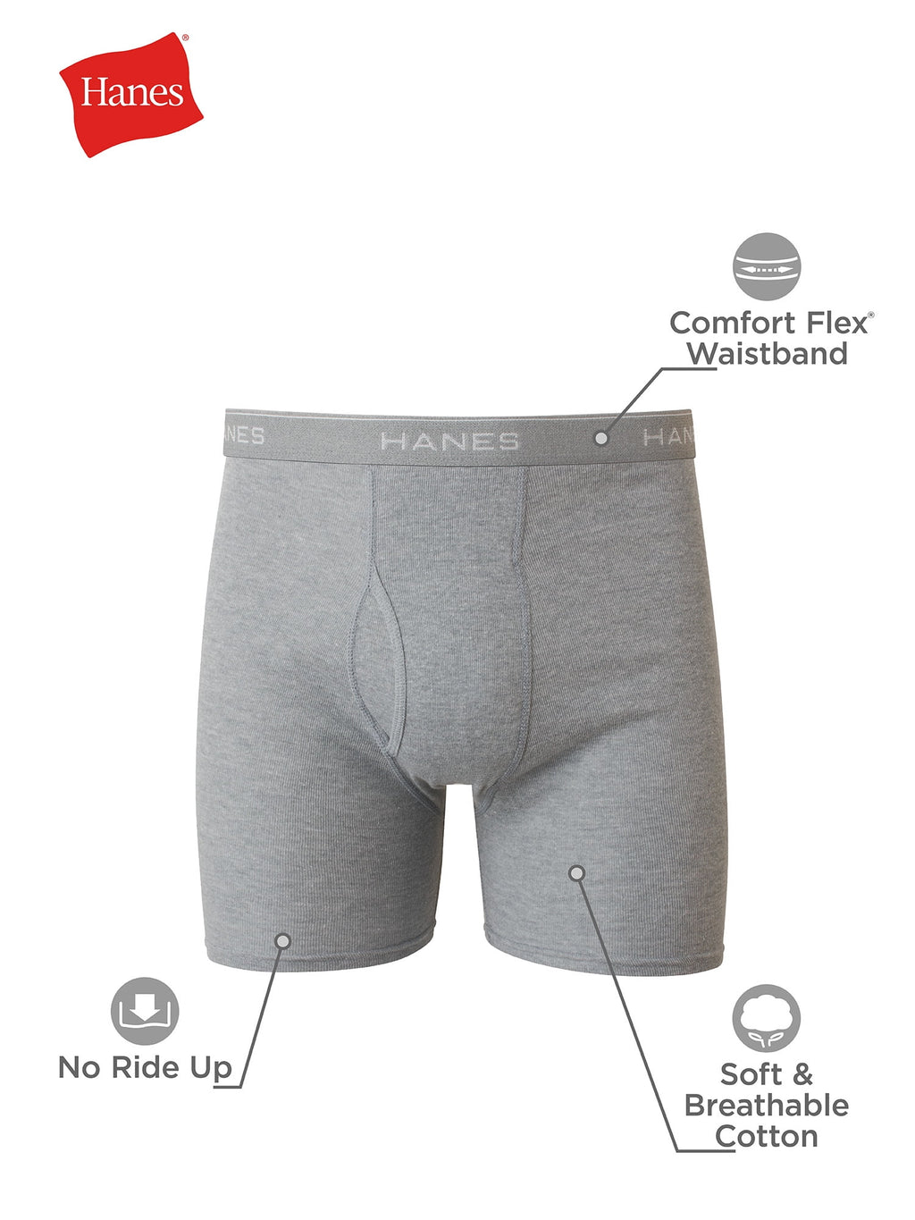 Hanes Men's Black/Grey Boxer Briefs, 3 Pack