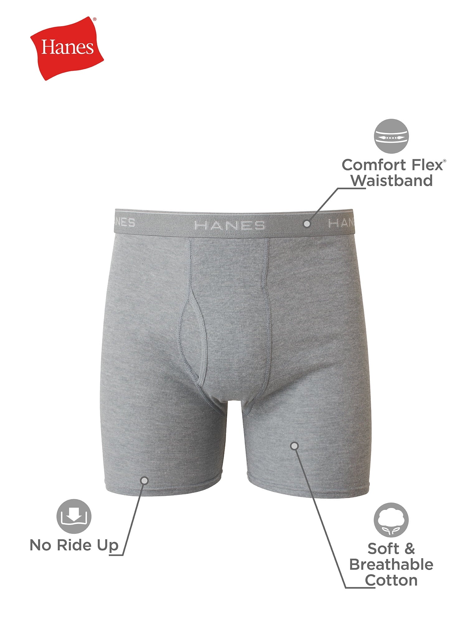 Hanes Men's Black/Grey Boxer Briefs, 3 Pack