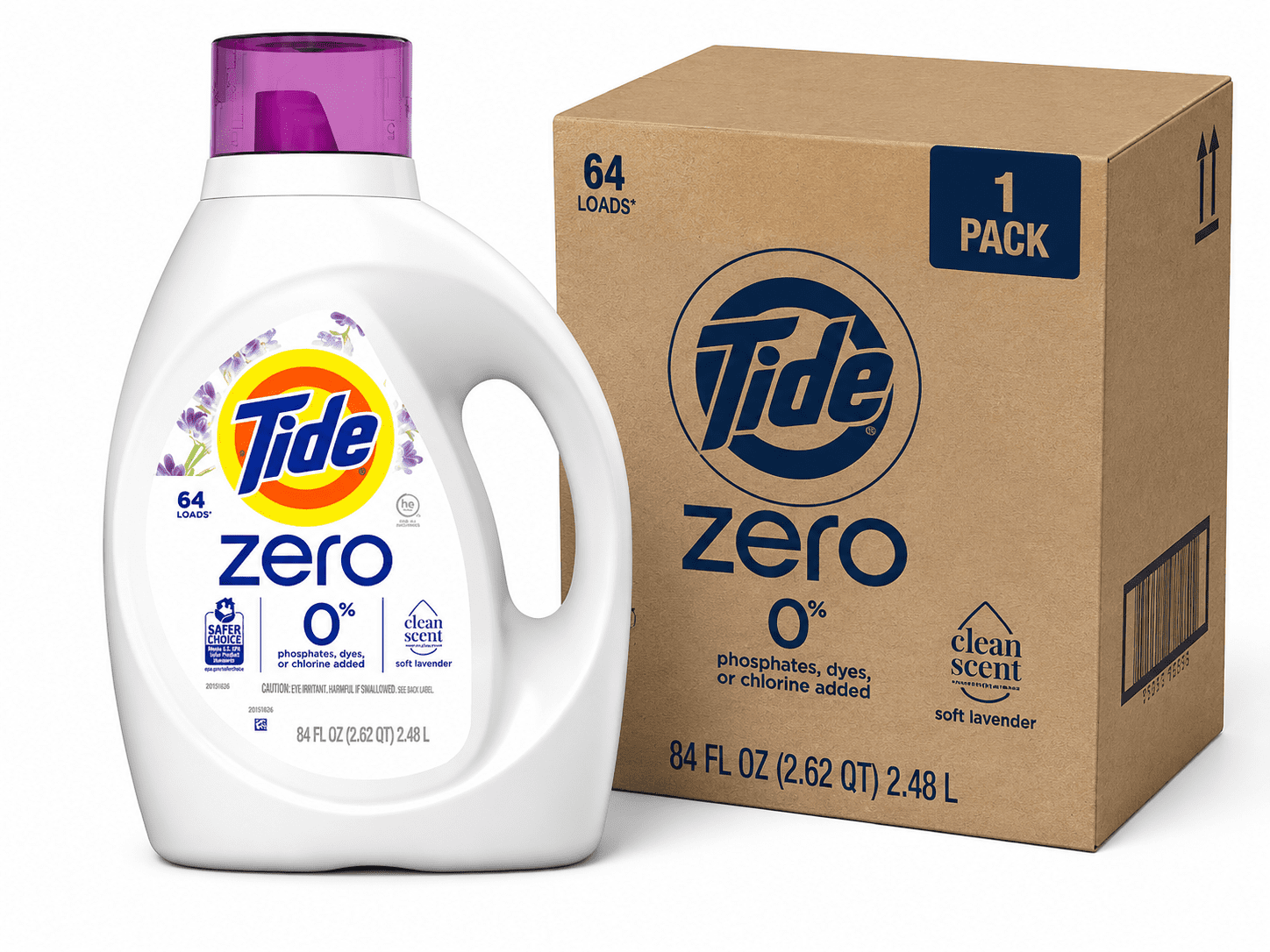2X - Tide Lavender Scent Zero HE Compatible Soft Liquid Laundry Detergent - 84 fl oz