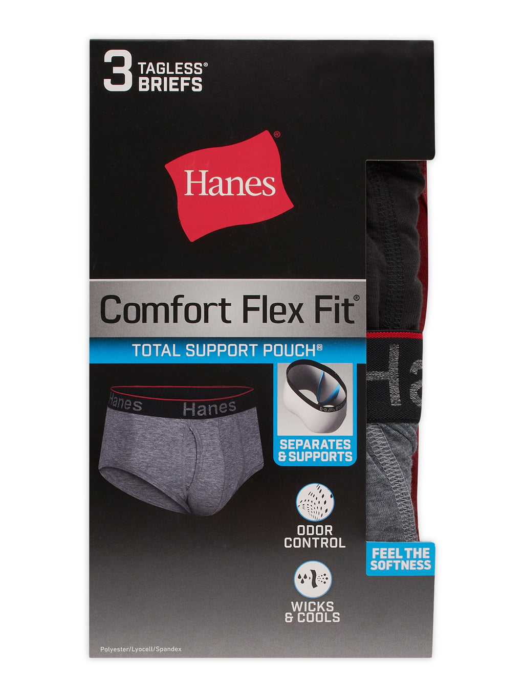 Hanes Comfort Flex Fit Men's Briefs with Total Support Pouch, 3-Pack