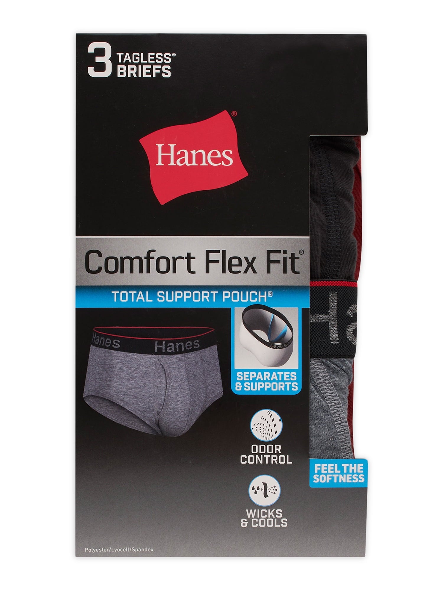 Hanes Comfort Flex Fit Men's Briefs with Total Support Pouch, 3-Pack