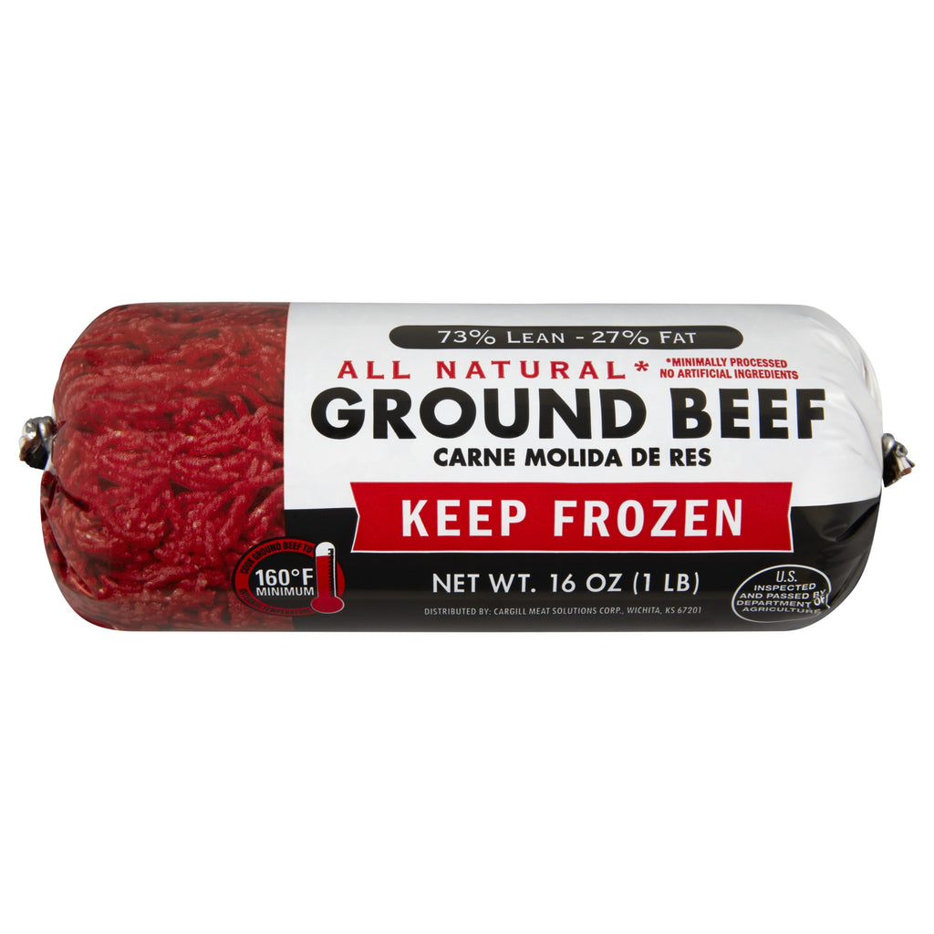 73% Lean / 27% Fat Ground Beef, 1 lb Roll, Frozen, All Natural*