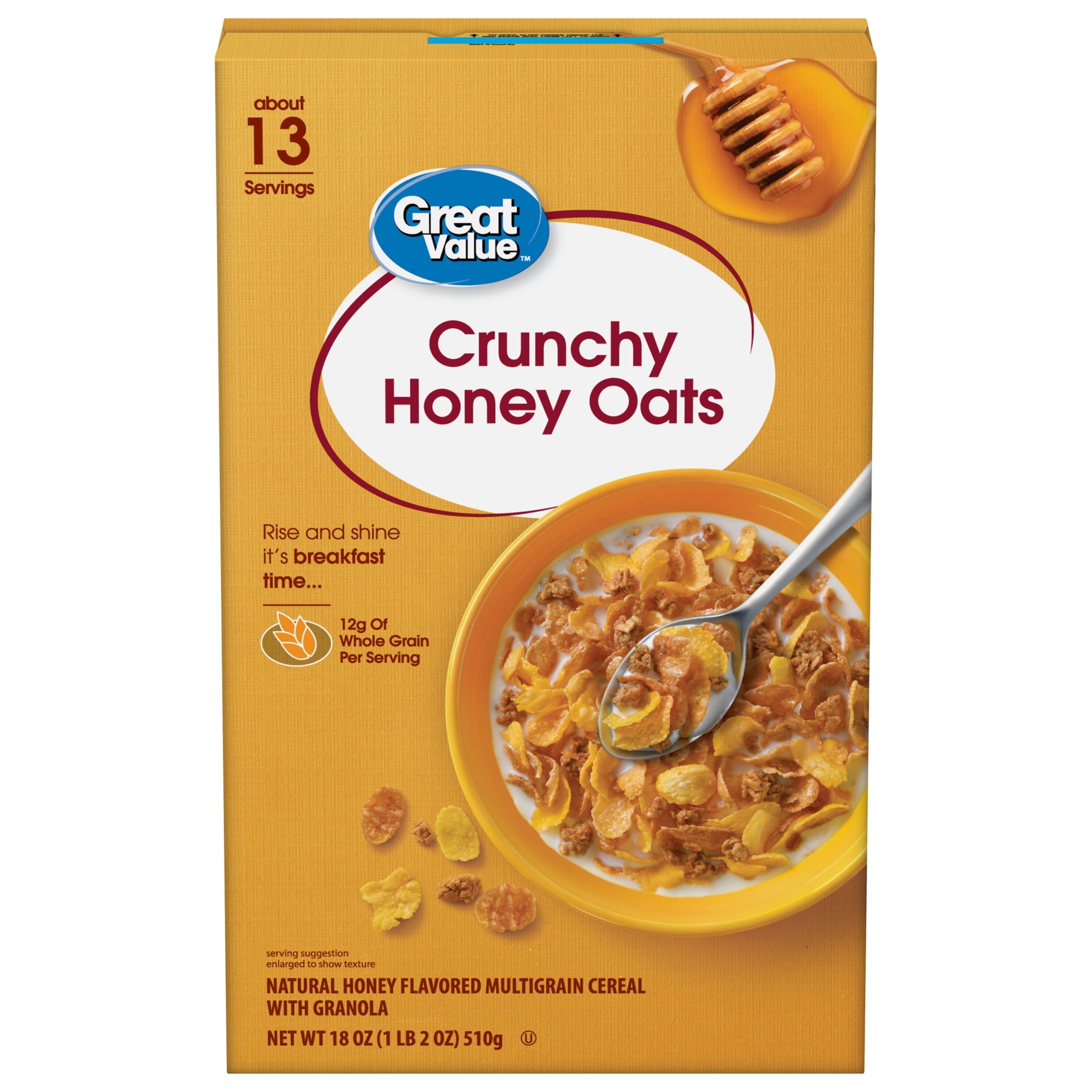 Great Value Crunchy Honey Oats Breakfast Cereal, 18 oz