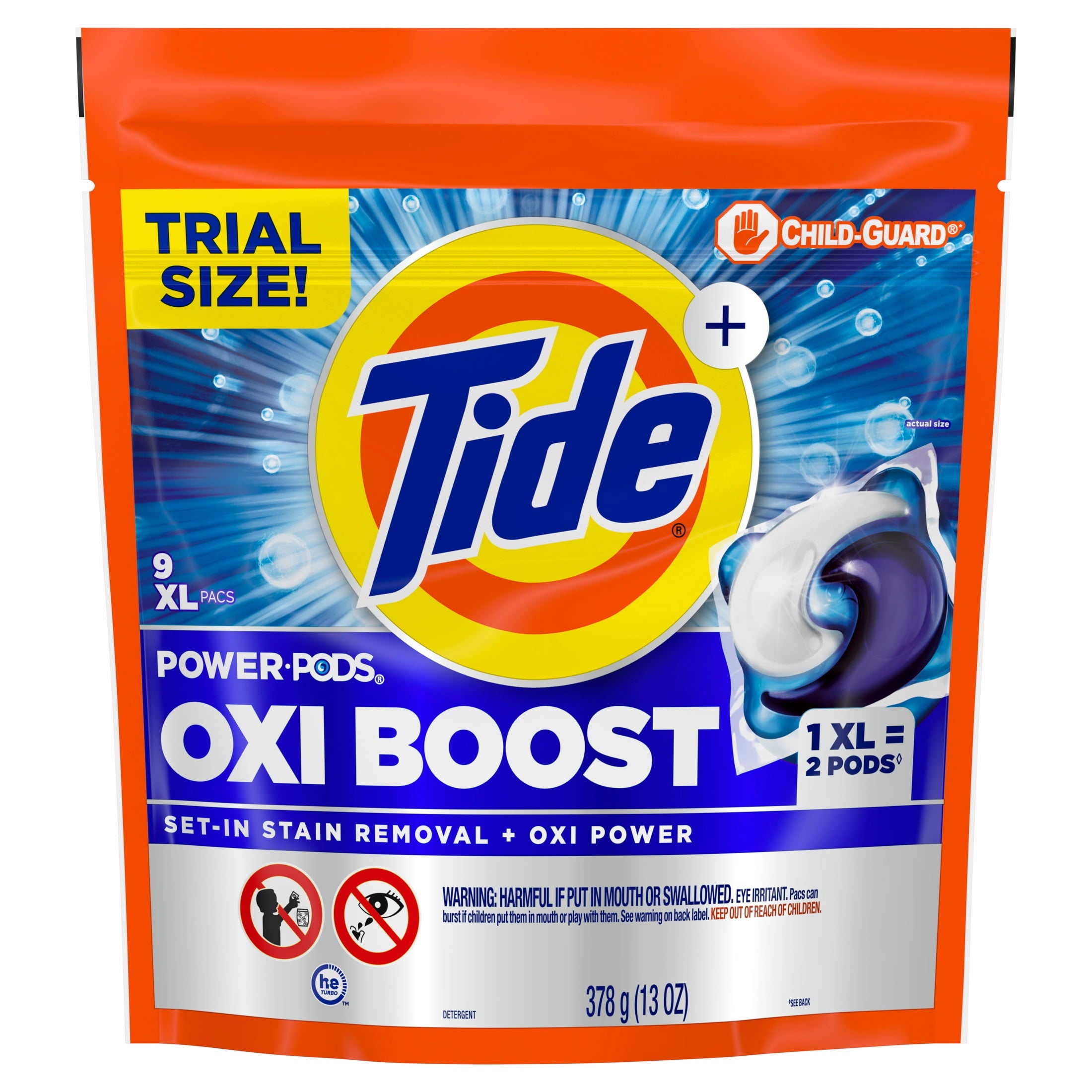 Tide PODS Laundry Detergent Pacs, Oxi Boost Power PODS with Stain Remover and Oxi Power, 45 count