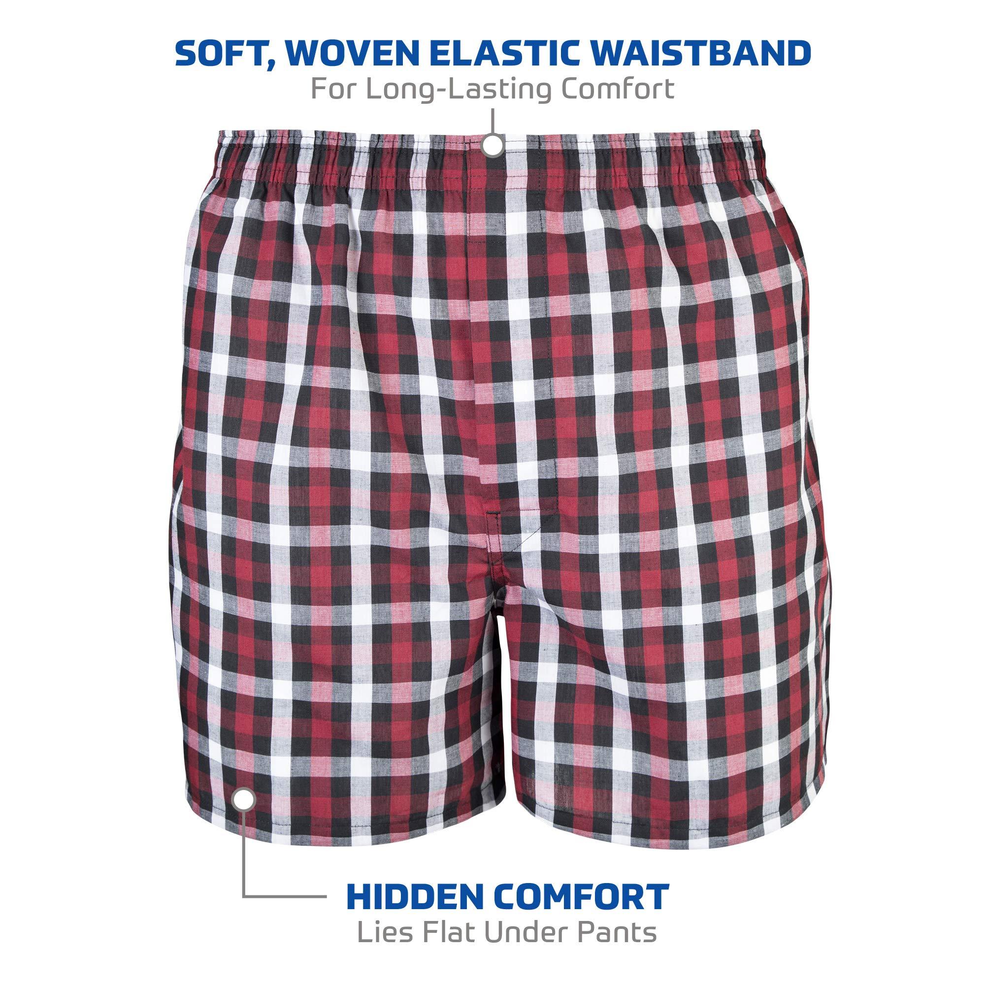 Gildan Men's Woven Boxer Underwear, 5-Pack, Red/Grey, Large
